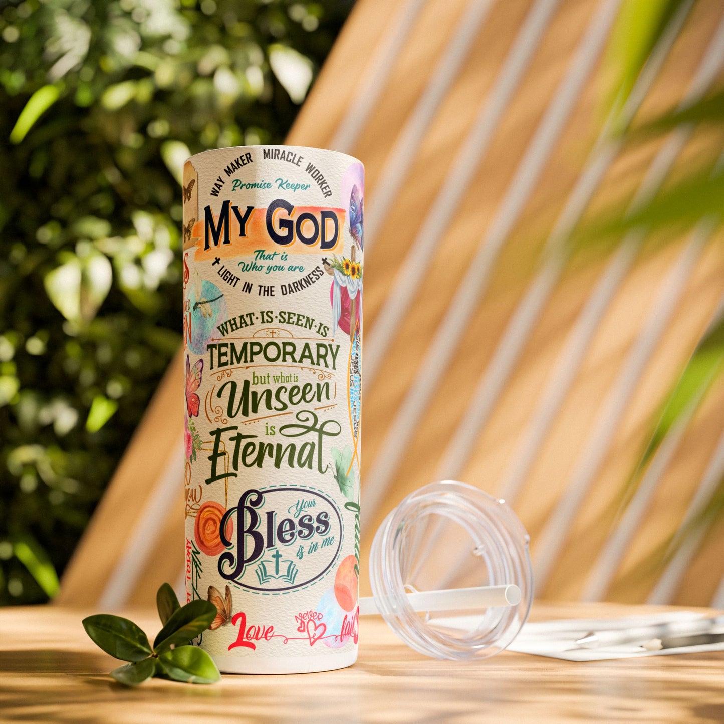 Scripture-Powered Tumbler – Drink in the Word-Skinny Tumbler with Straw - 20oz