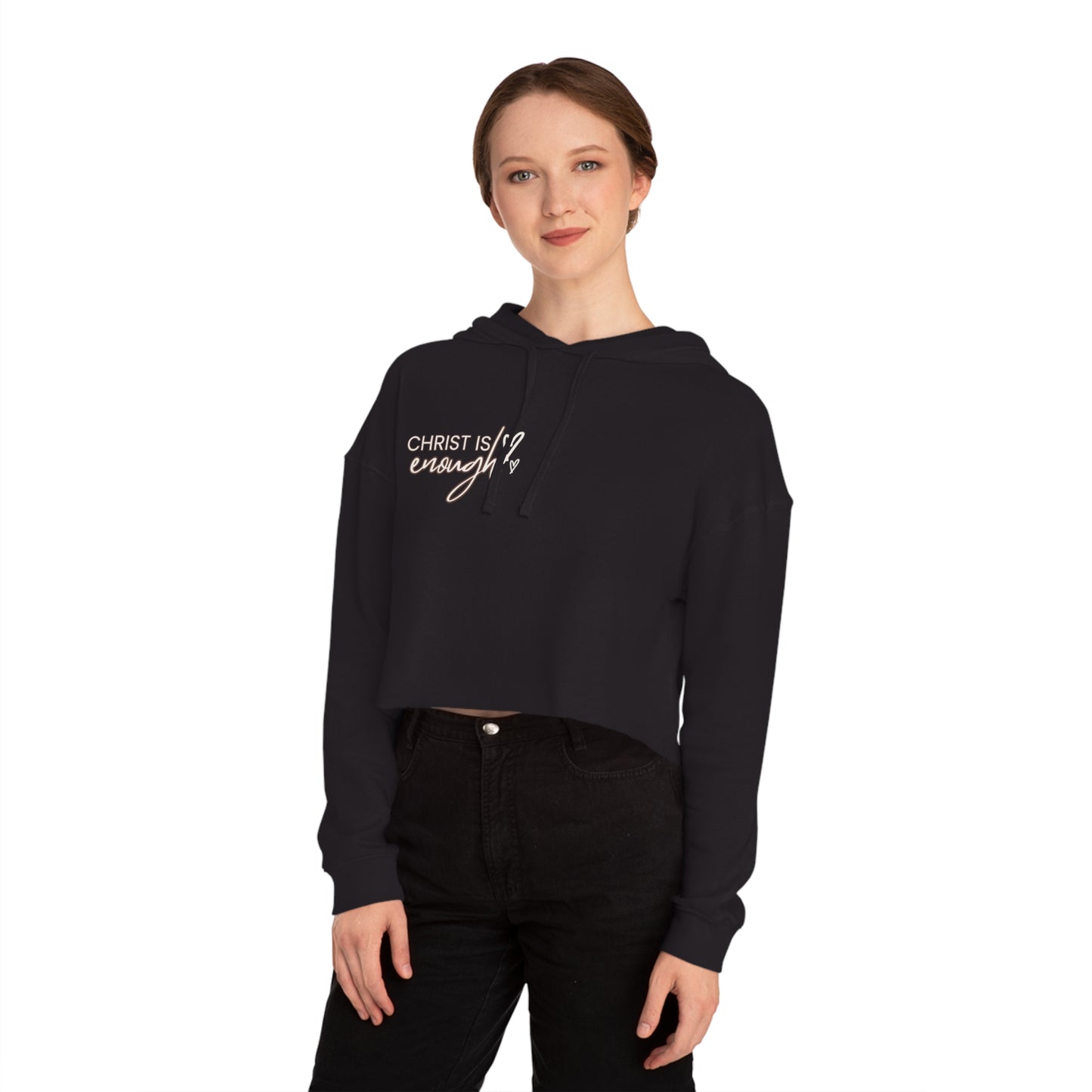 Women’s Cropped Hoodie- "Christ is Enough" - Cozy Faith Apparel