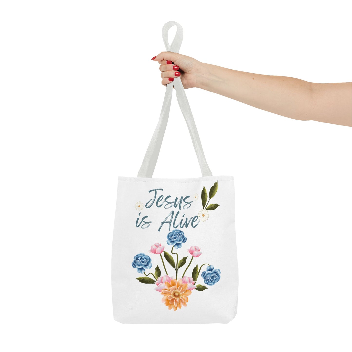 Inspirational Floral Tote Bag - 'Jesus is Alive' - Perfect for Everyday Use and Celebrations