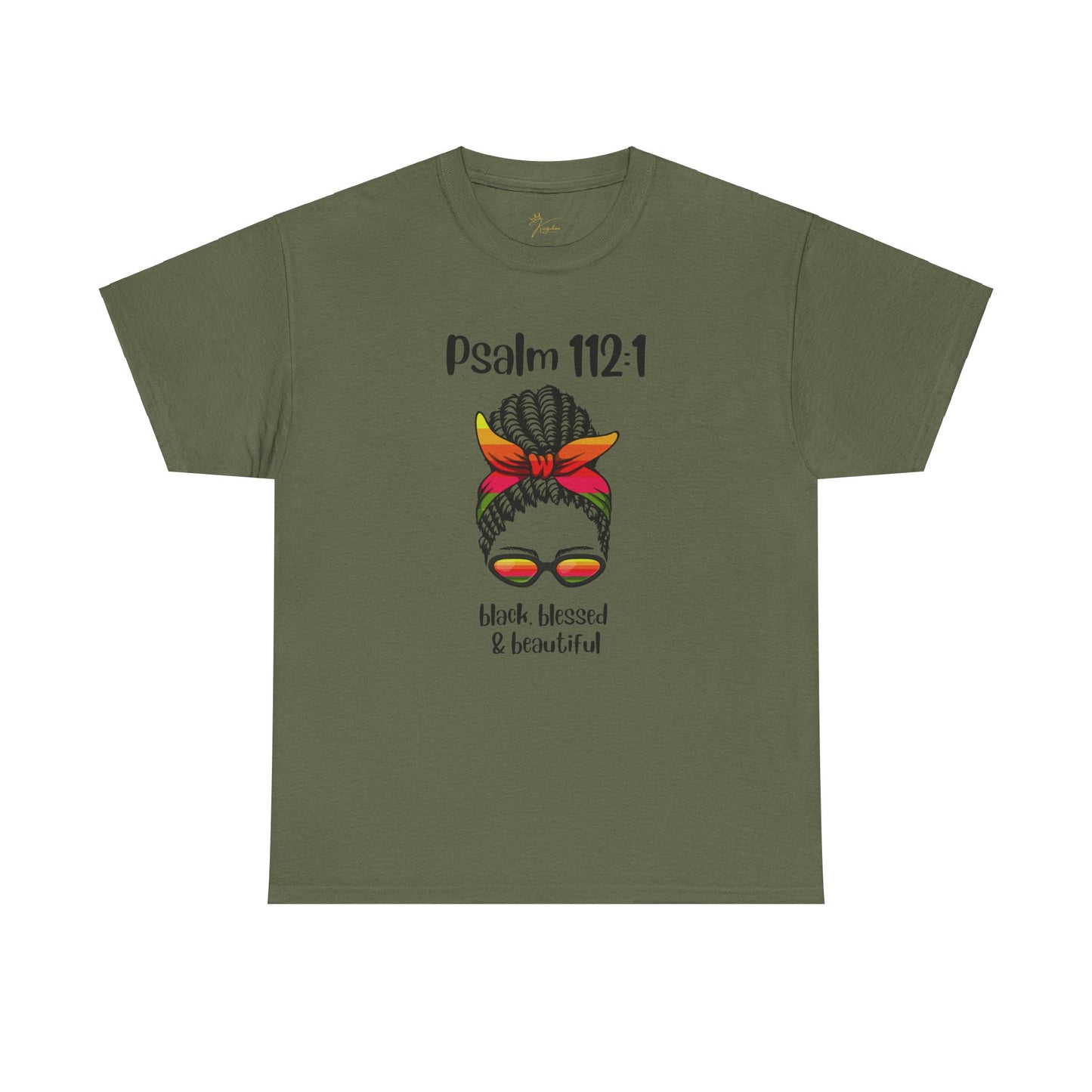 Unisex Heavy Cotton Tee - Psalm 112:1 - Black, Blessed & Beautiful