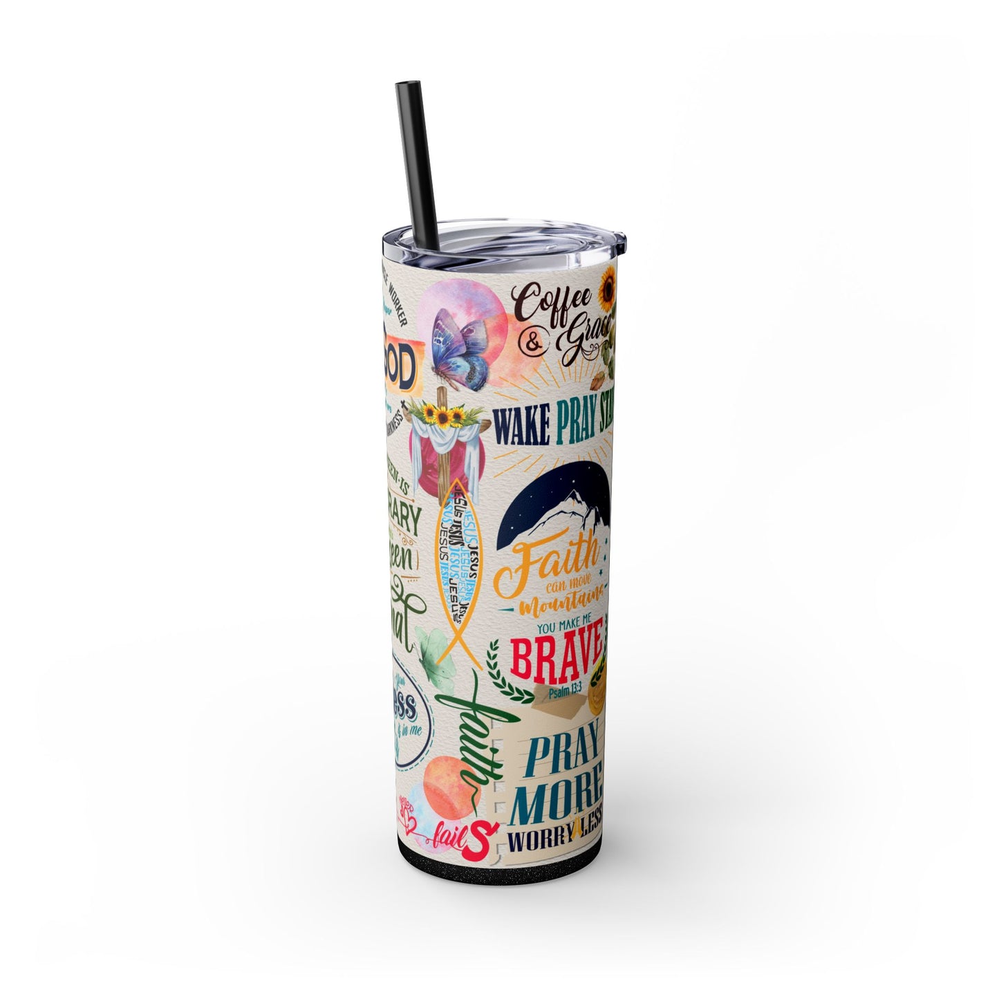 Scripture-Powered Tumbler – Drink in the Word-Skinny Tumbler with Straw - 20oz