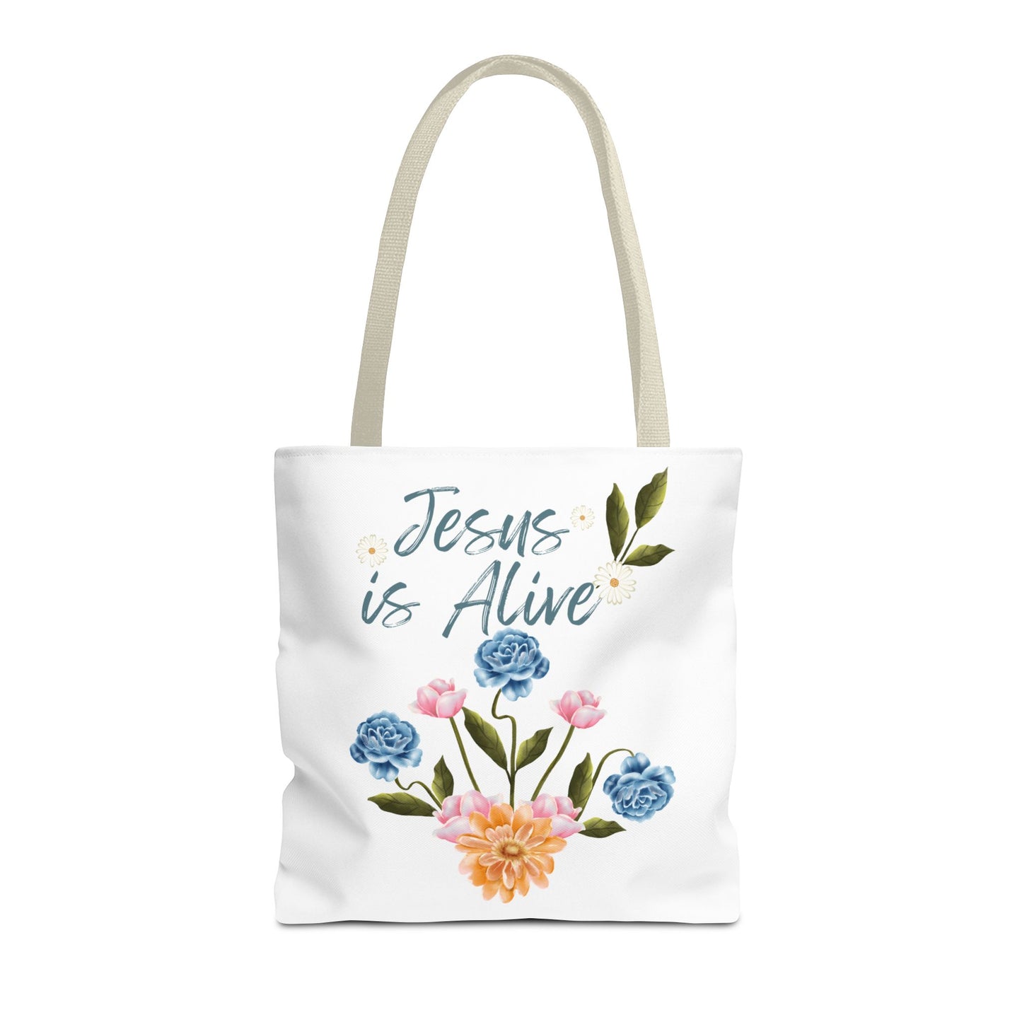 Inspirational Floral Tote Bag - 'Jesus is Alive' - Perfect for Everyday Use and Celebrations