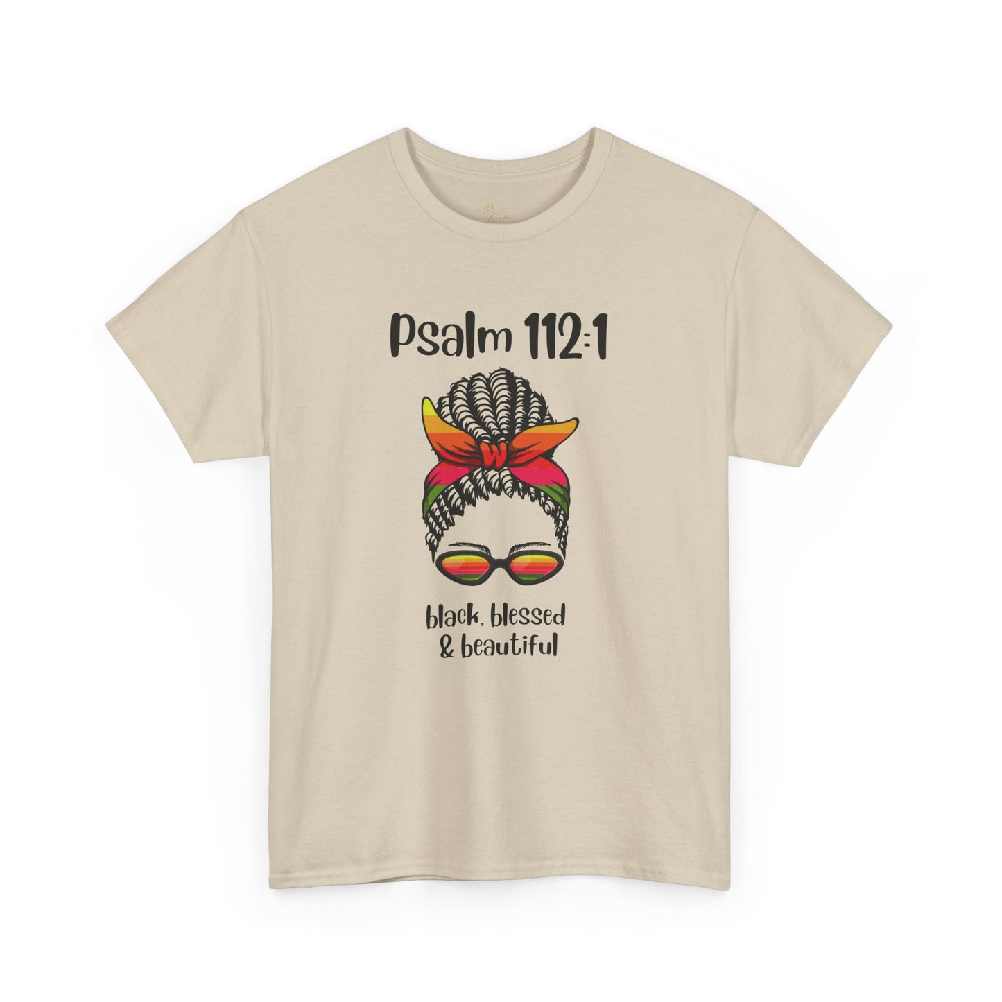 Unisex Heavy Cotton Tee - Psalm 112:1 - Black, Blessed & Beautiful