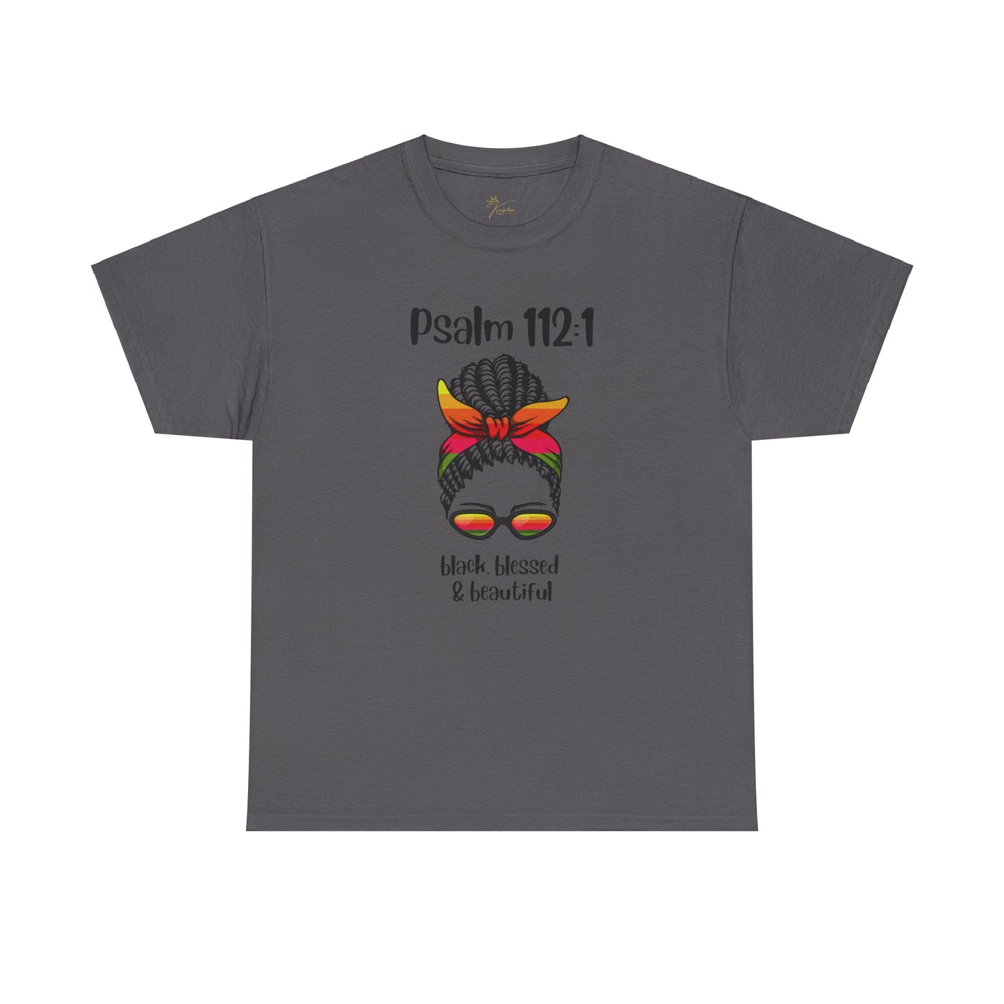 Unisex Heavy Cotton Tee - Psalm 112:1 - Black, Blessed & Beautiful