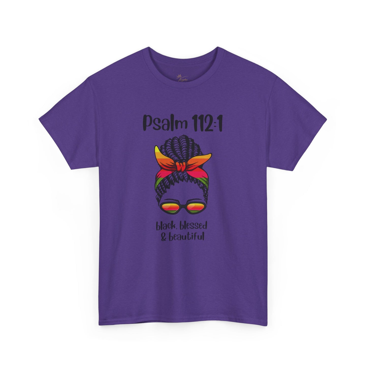 Unisex Heavy Cotton Tee - Psalm 112:1 - Black, Blessed & Beautiful