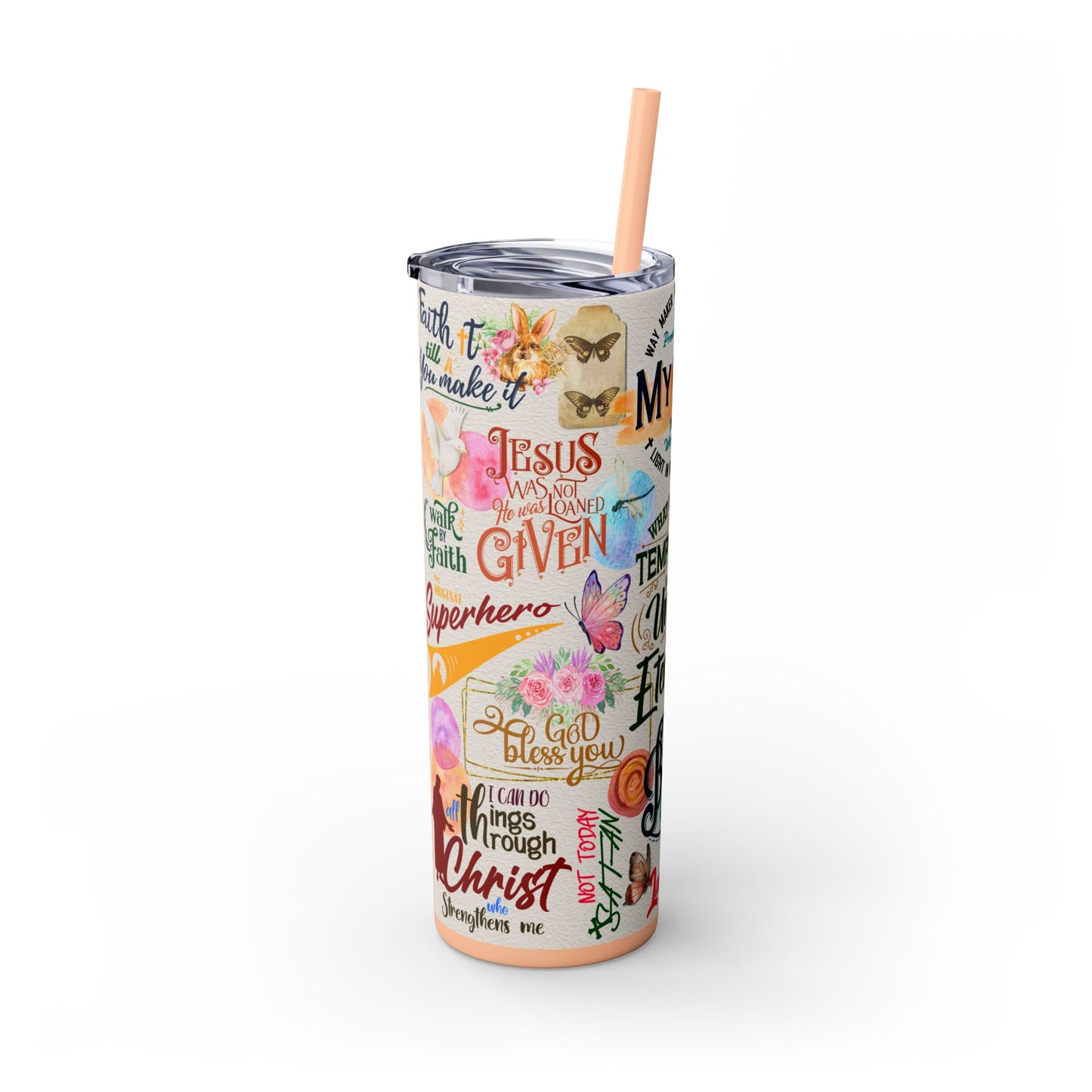 Scripture-Powered Tumbler – Drink in the Word-Skinny Tumbler with Straw - 20oz