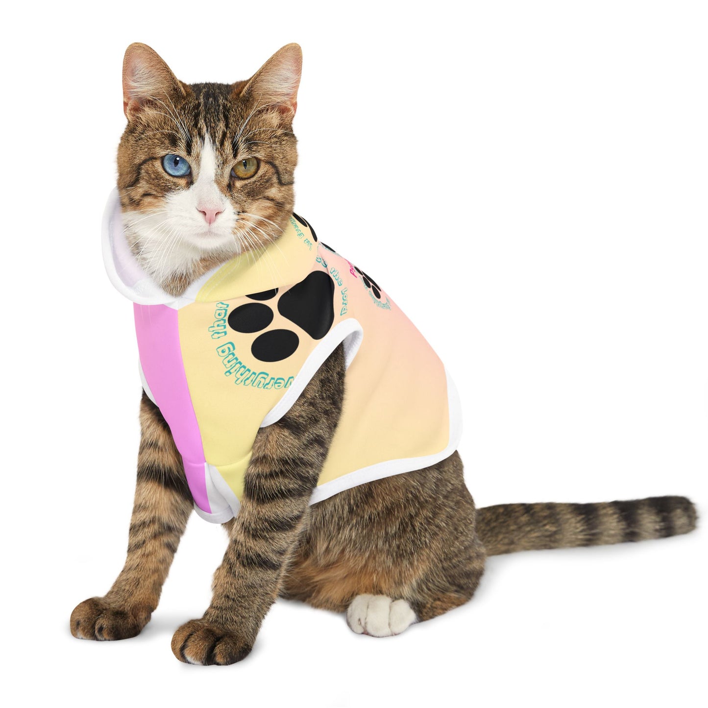 Comfortable and Stylish Pet Hoodie with Inspirational Quotes & Paw Print Design