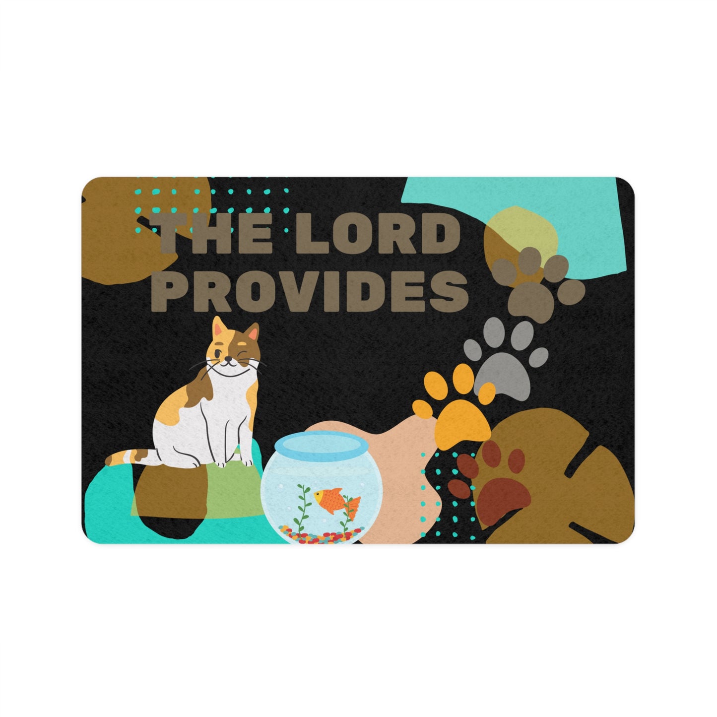 The Lord Provides Cat and Dog Food Mat – Stylish 12x18 Pet Feeding Mat