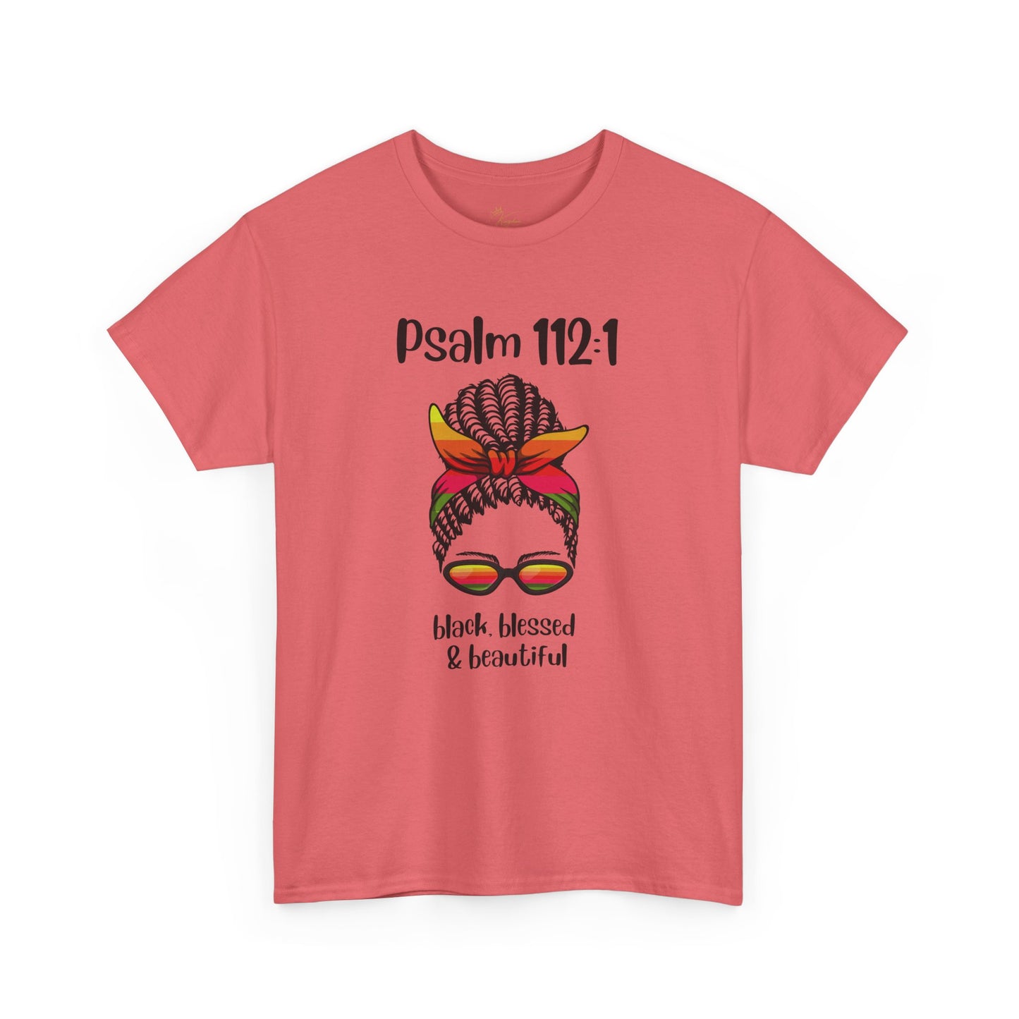 Unisex Heavy Cotton Tee - Psalm 112:1 - Black, Blessed & Beautiful