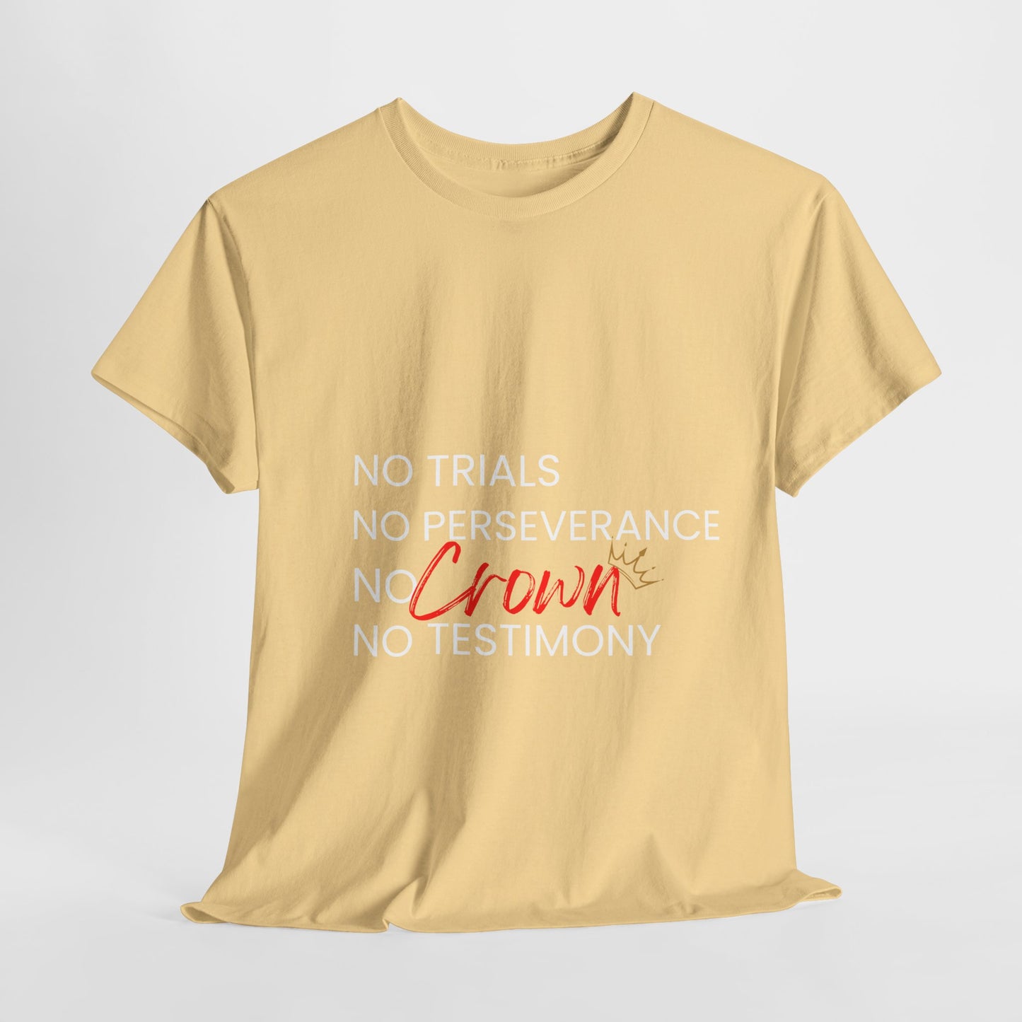 No Trials, No Perseverance, No Crown, No Testimony - Unisex Heavy Cotton Tee