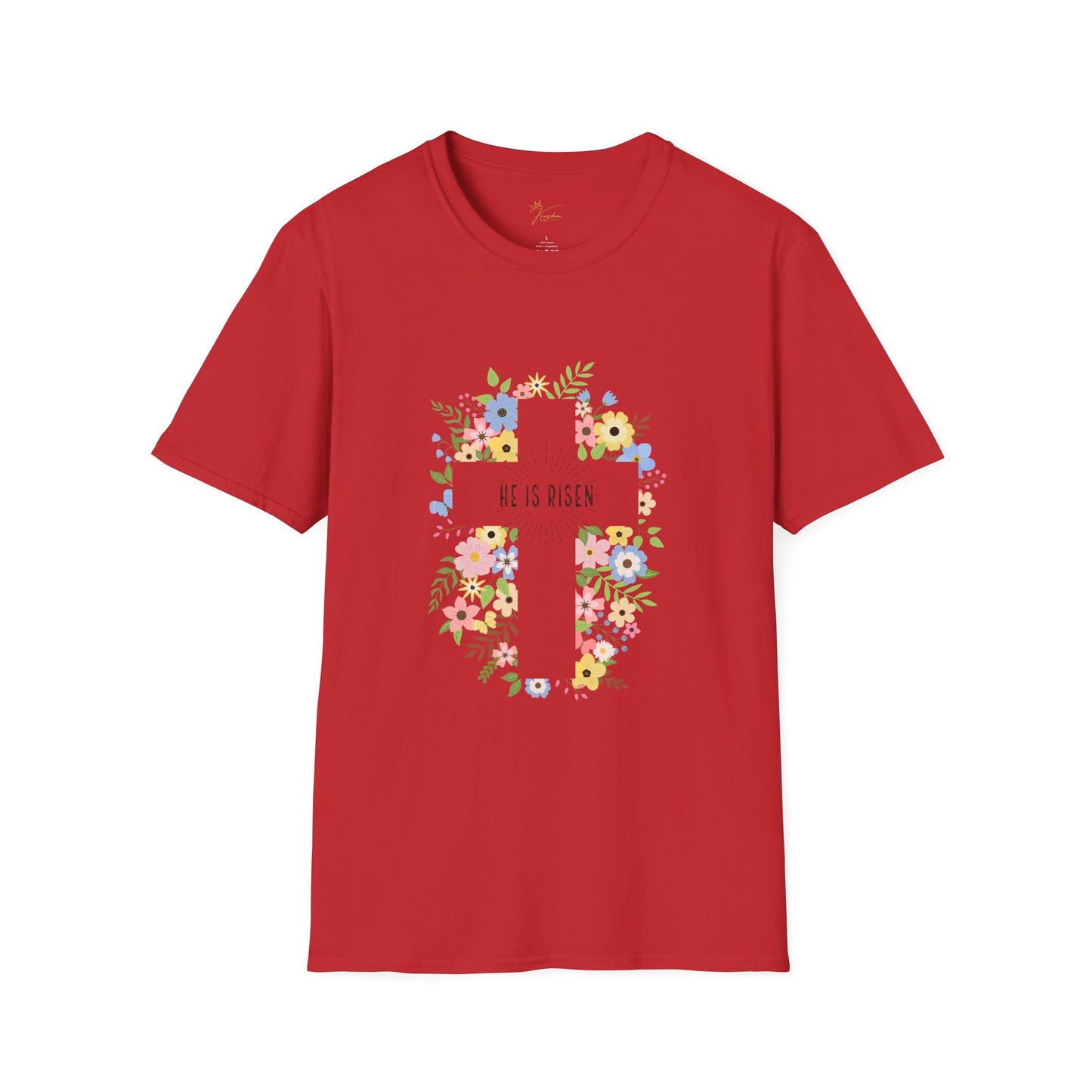 He is Risen Floral Unisex Softstyle T-Shirt | Easter Celebration Tee