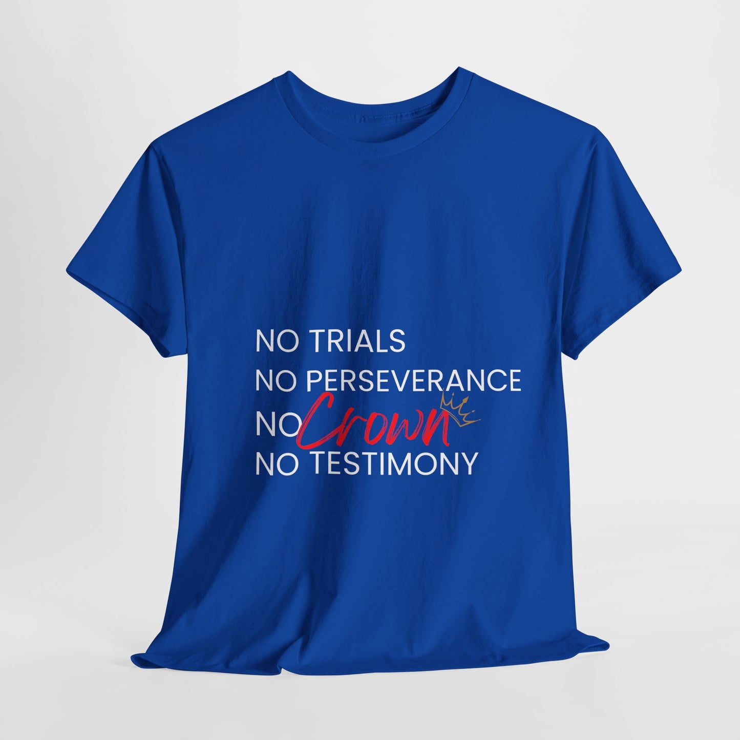 No Trials, No Perseverance, No Crown, No Testimony - Unisex Heavy Cotton Tee