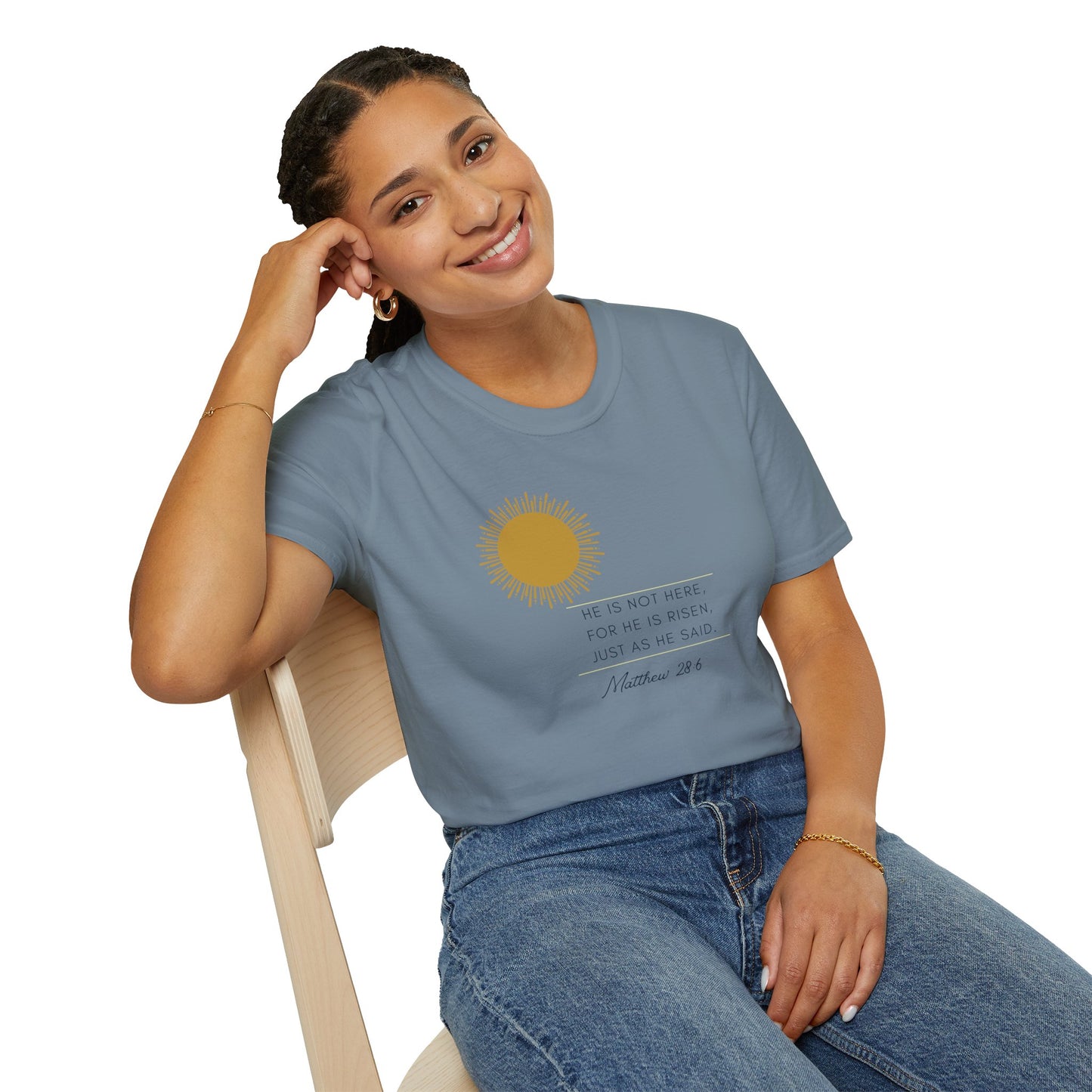 Inspirational Unisex Softstyle T-Shirt - 'He Is Not Here, For He Is Risen'