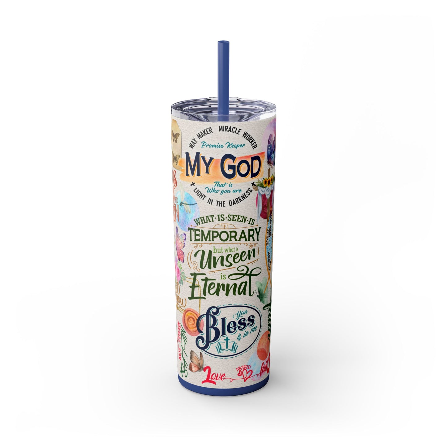 Scripture-Powered Tumbler – Drink in the Word-Skinny Tumbler with Straw - 20oz