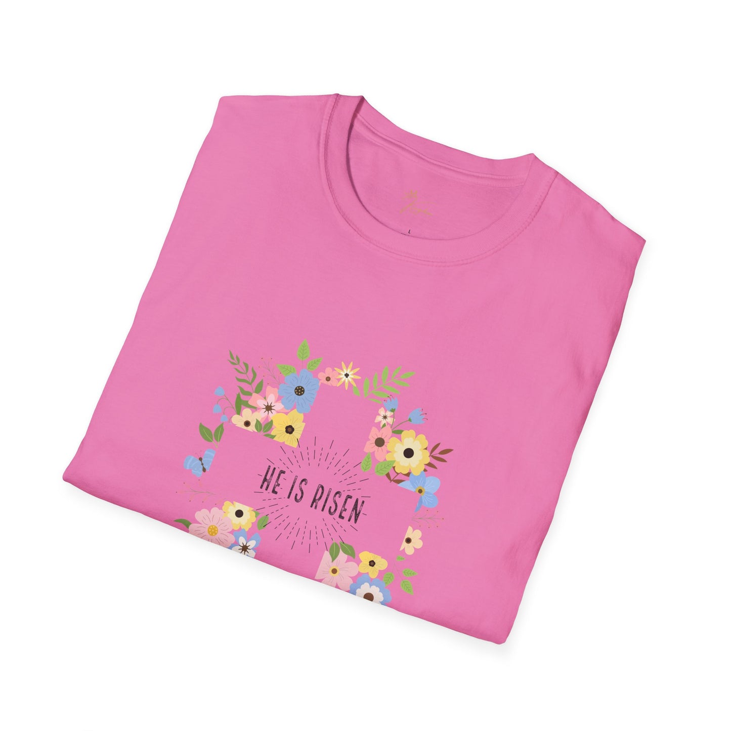 He is Risen Floral Unisex Softstyle T-Shirt | Easter Celebration Tee