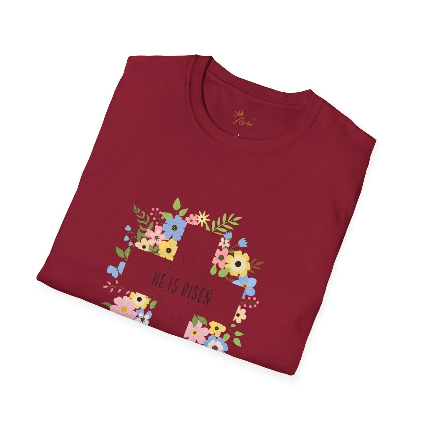 He is Risen Floral Unisex Softstyle T-Shirt | Easter Celebration Tee