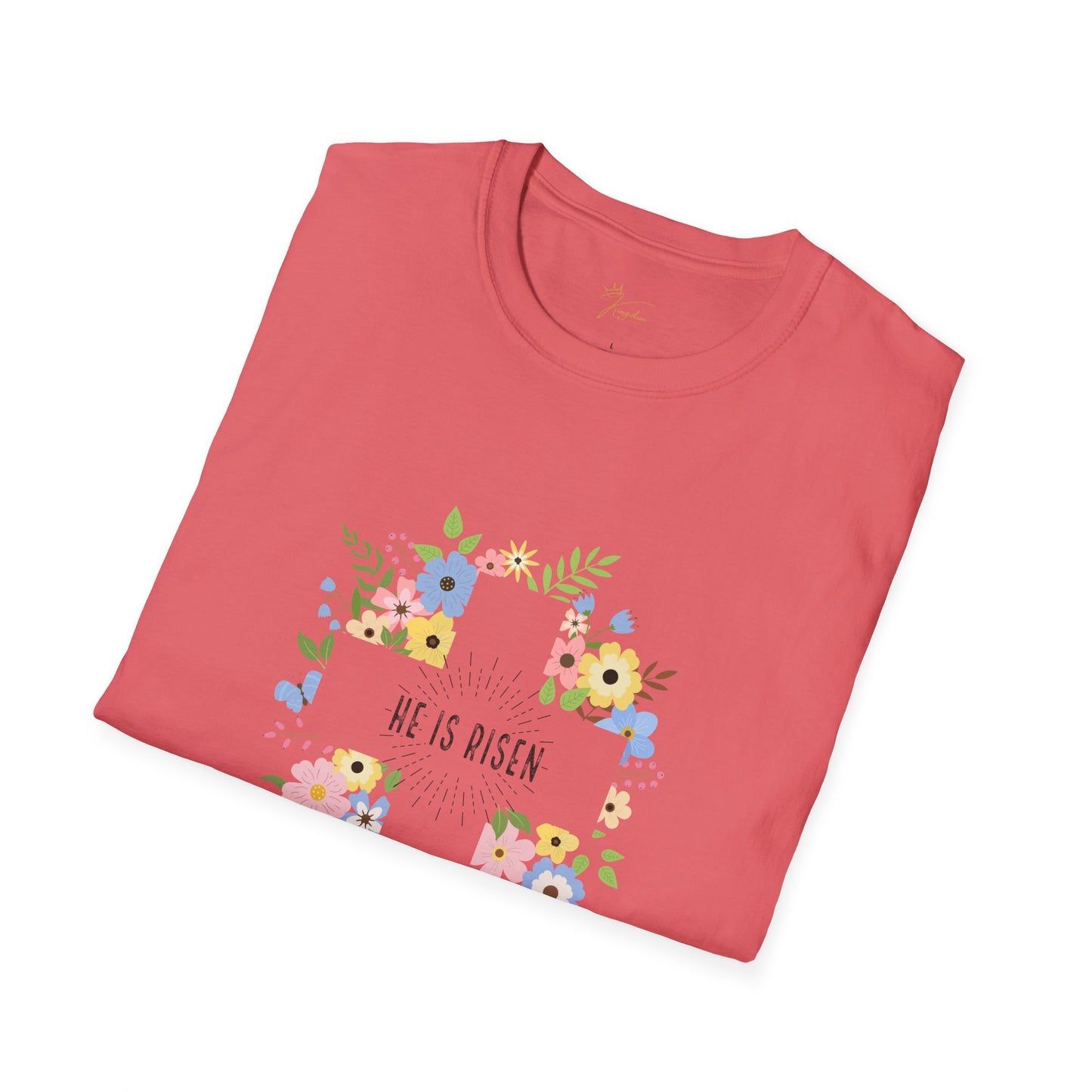 He is Risen Floral Unisex Softstyle T-Shirt | Easter Celebration Tee