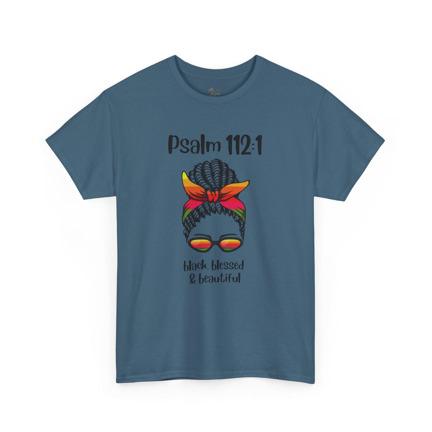 Unisex Heavy Cotton Tee - Psalm 112:1 - Black, Blessed & Beautiful