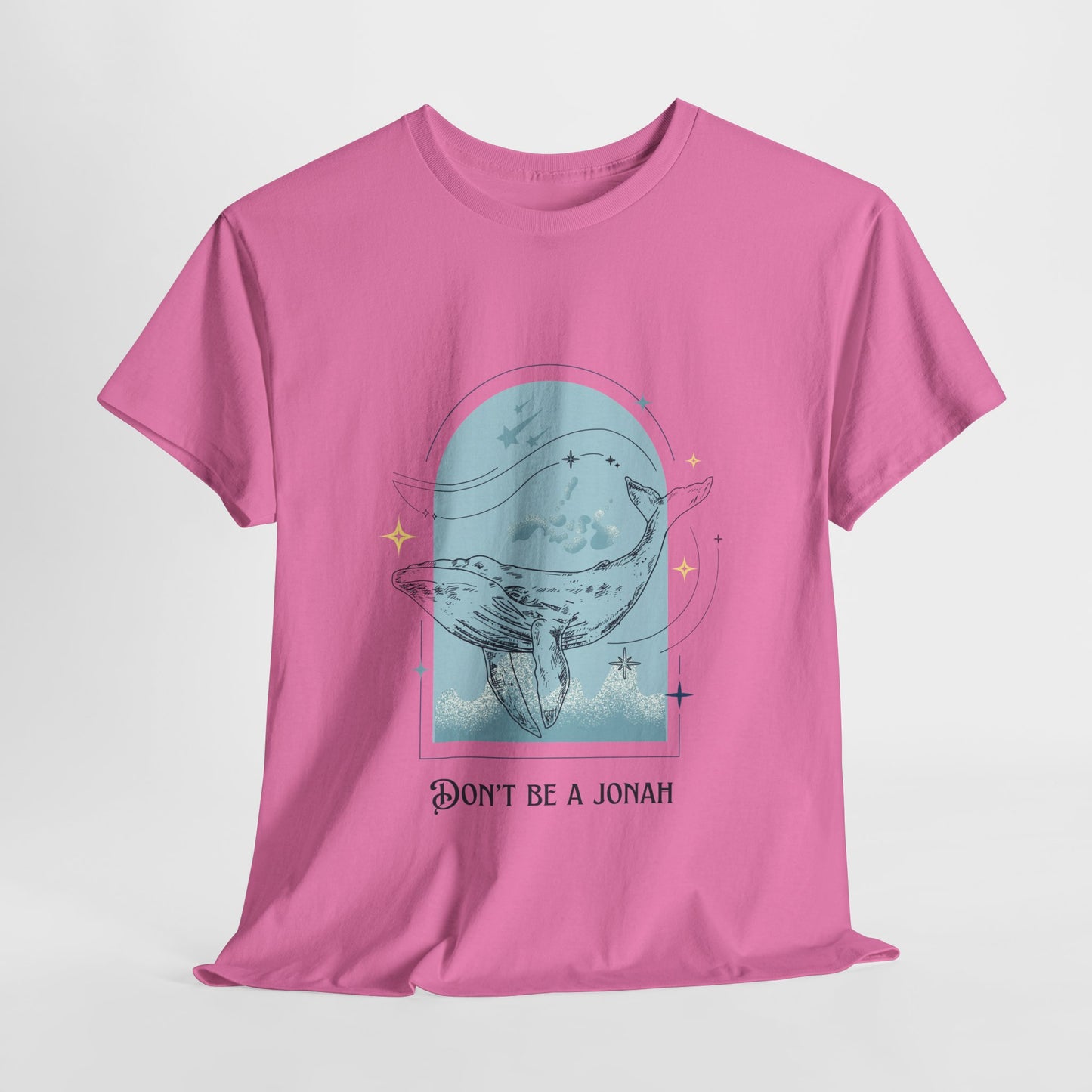 Whale Illustration Unisex Heavy Cotton Tee - "Don't Be A Jonah"