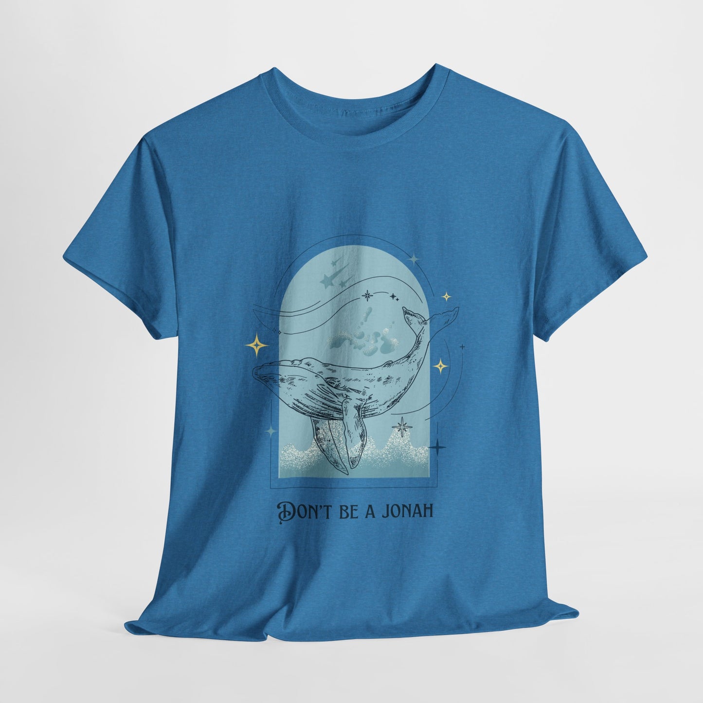 Whale Illustration Unisex Heavy Cotton Tee - "Don't Be A Jonah"