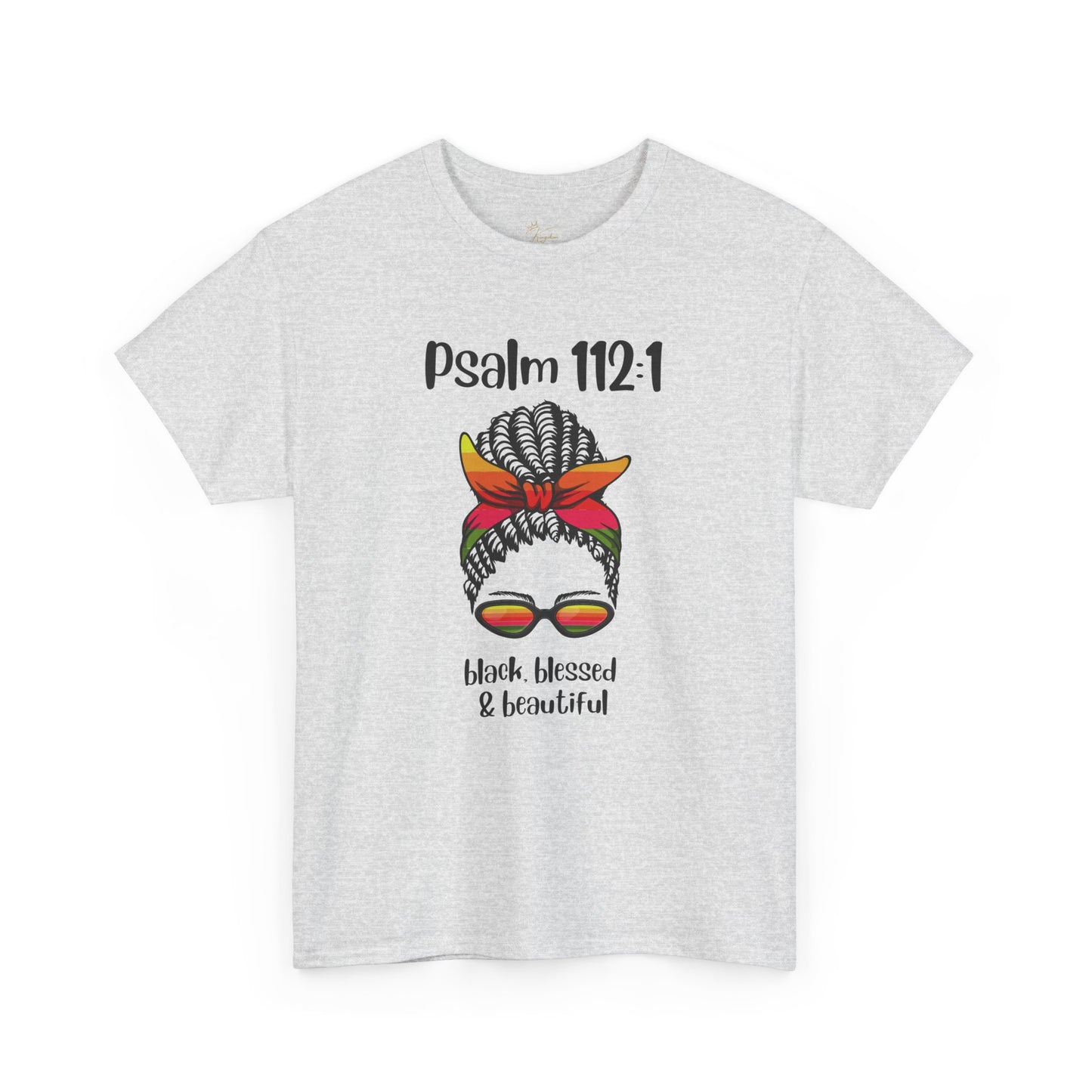 Unisex Heavy Cotton Tee - Psalm 112:1 - Black, Blessed & Beautiful
