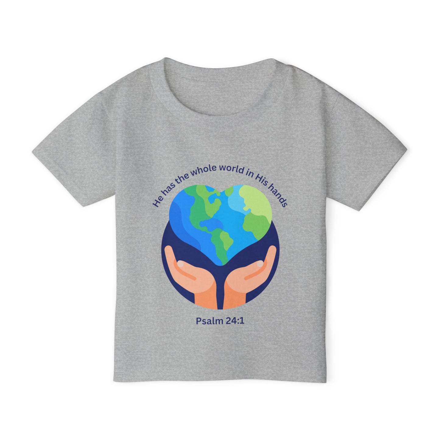 Children's Earth-Themed T-Shirt - "He Has the Whole World in His Hands" - Faith-Inspired Gift