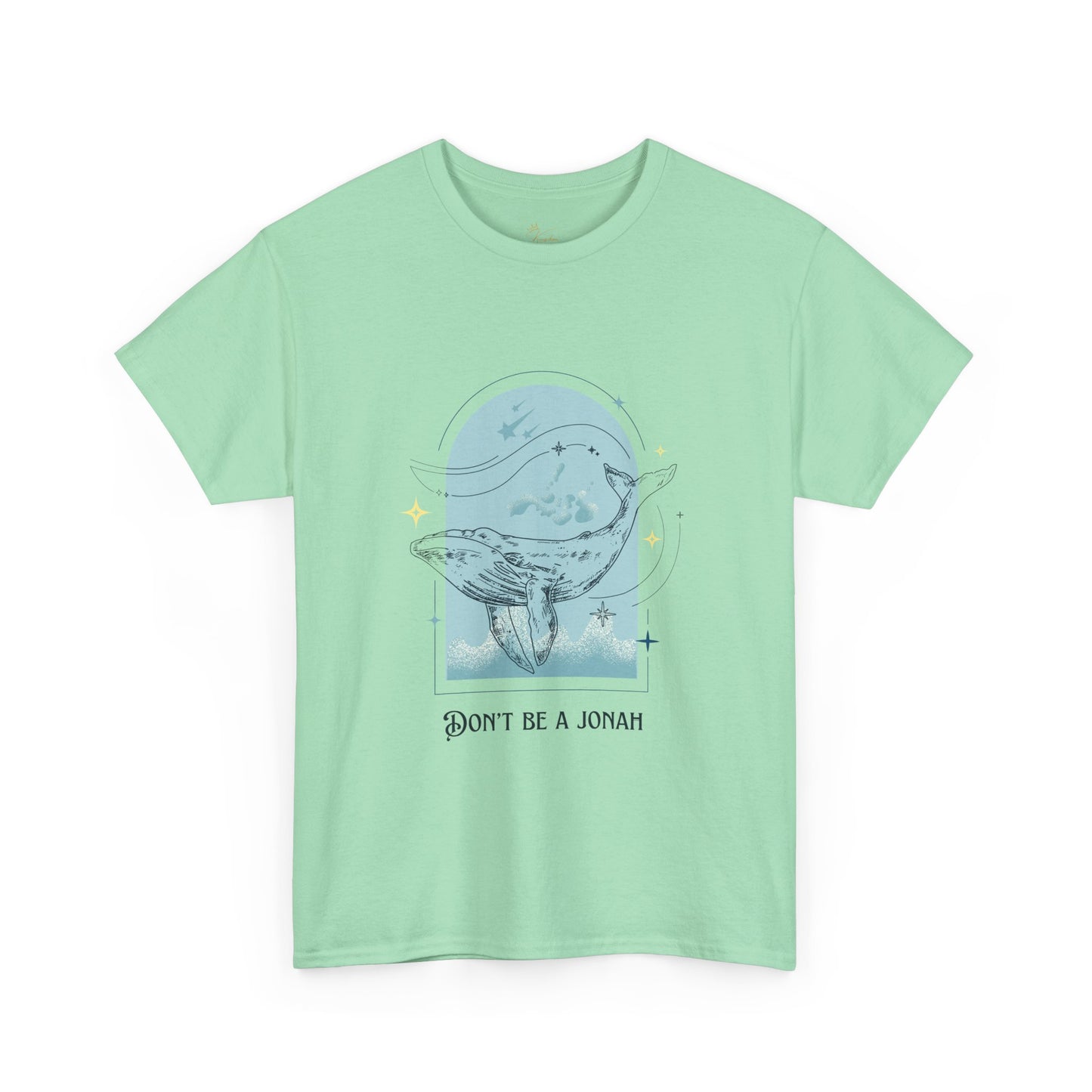 Whale Illustration Unisex Heavy Cotton Tee - "Don't Be A Jonah"