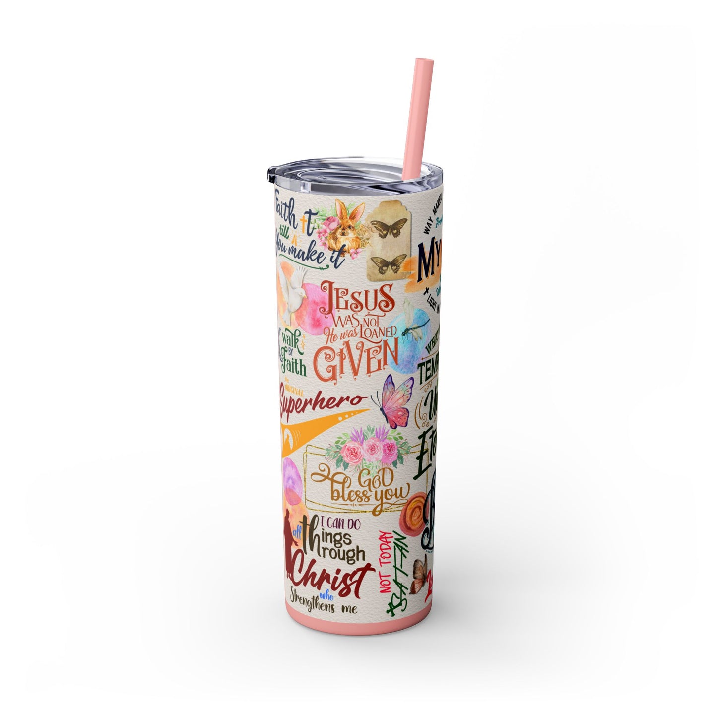 Scripture-Powered Tumbler – Drink in the Word-Skinny Tumbler with Straw - 20oz