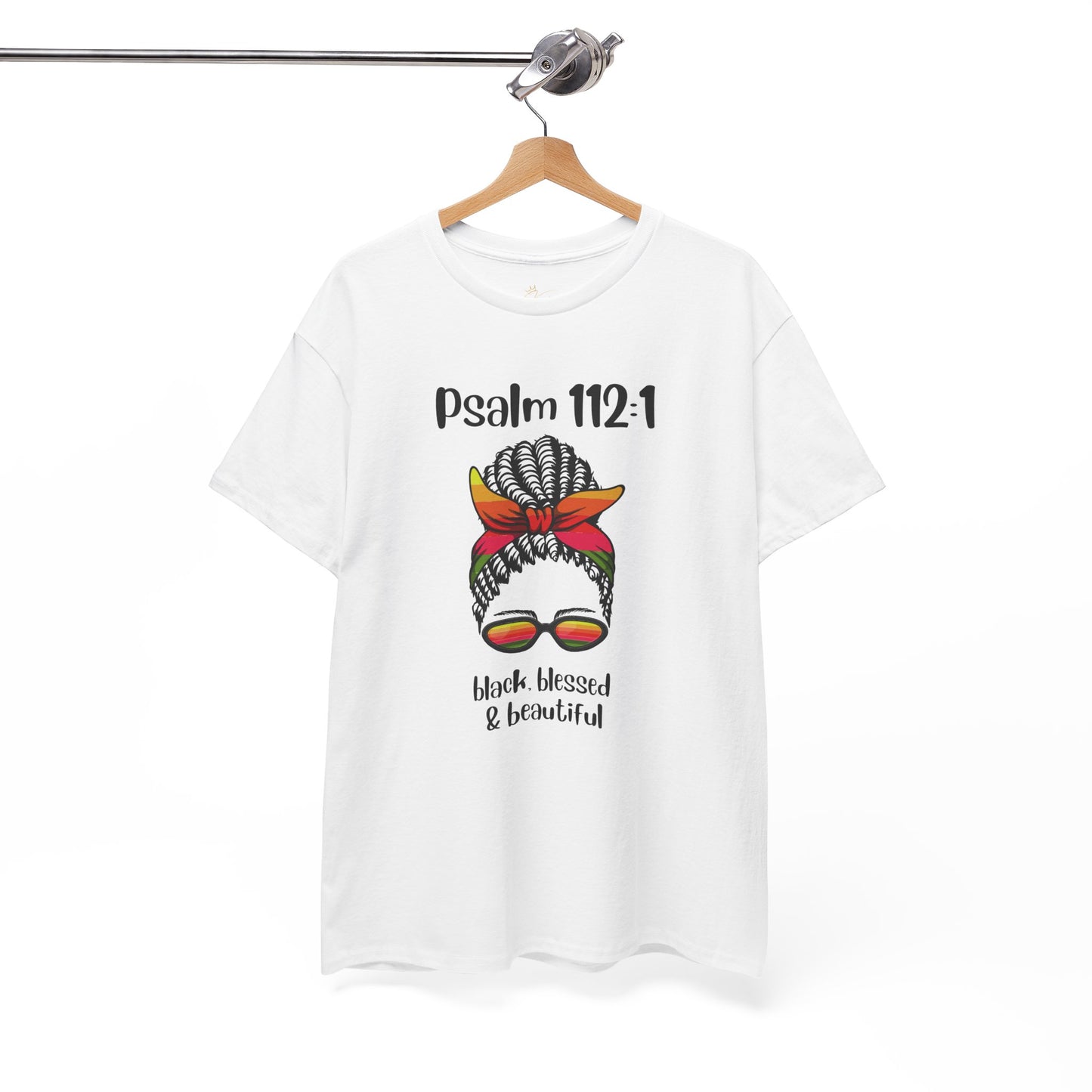 Unisex Heavy Cotton Tee - Psalm 112:1 - Black, Blessed & Beautiful