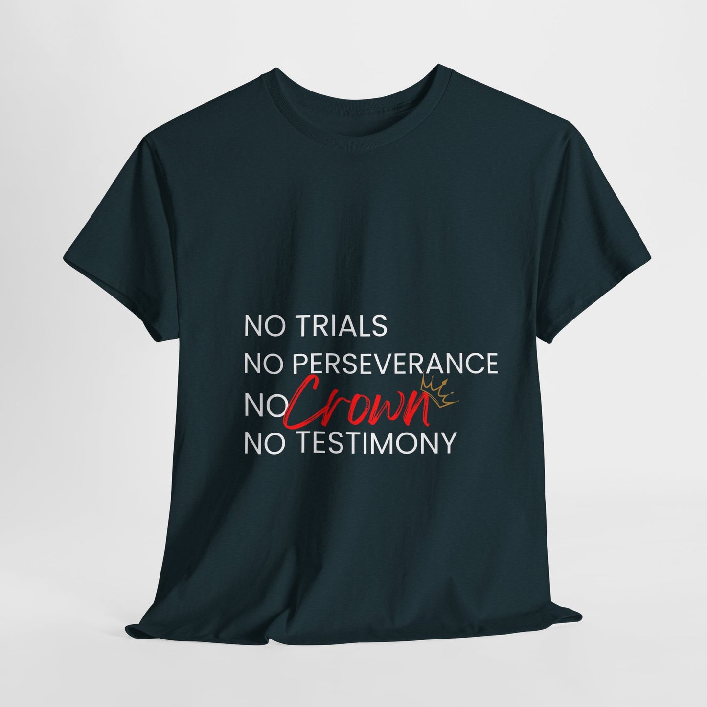 No Trials, No Perseverance, No Crown, No Testimony - Unisex Heavy Cotton Tee