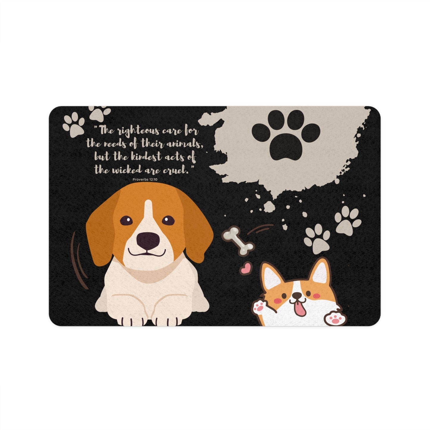 Cute Dog & Cat Pet Food Mat | 12x18 Non-Slip Design | Perfect for Pet Lovers