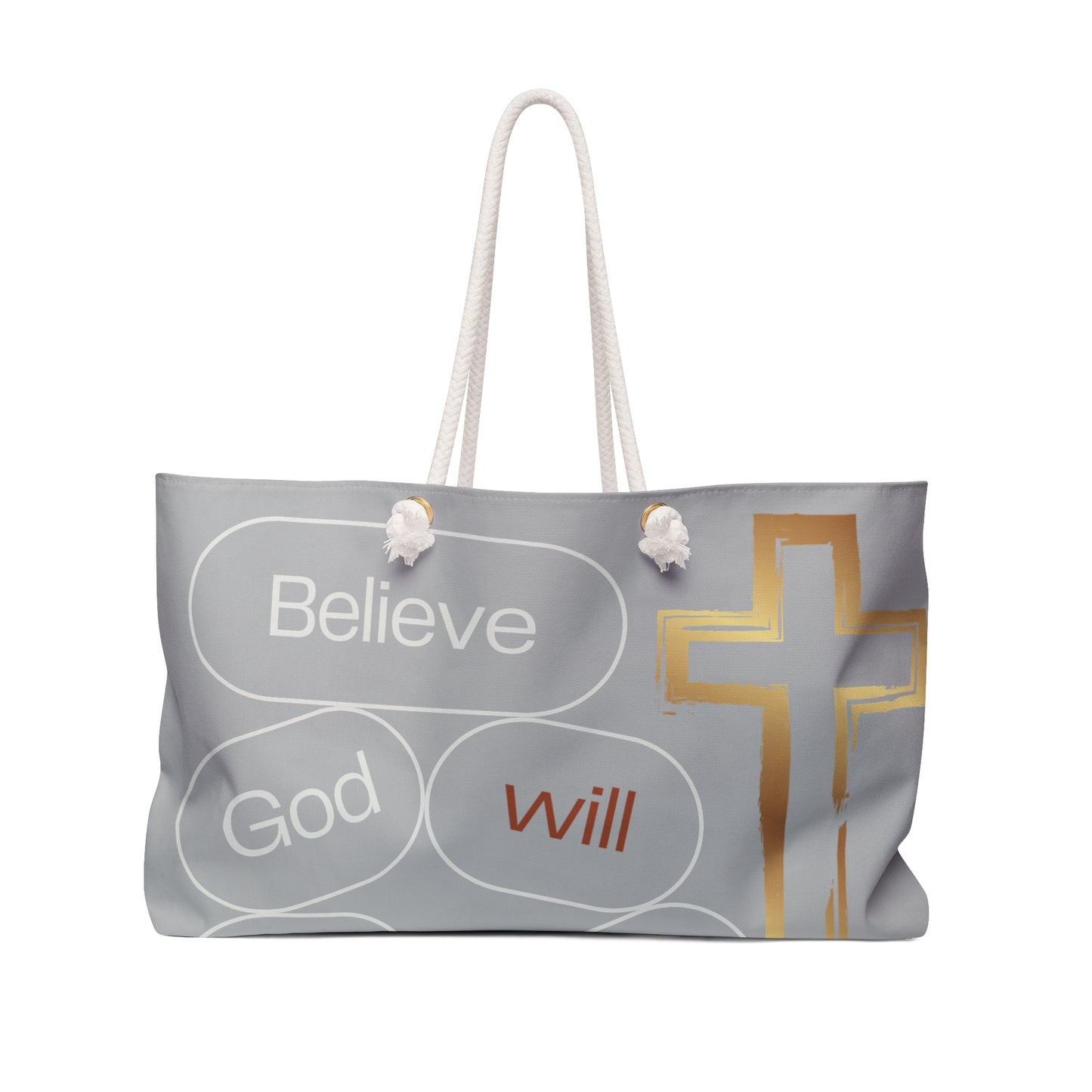 Inspirational Weekender Bag - "Believe God Will" Travel Tote for Faith and Motivation
