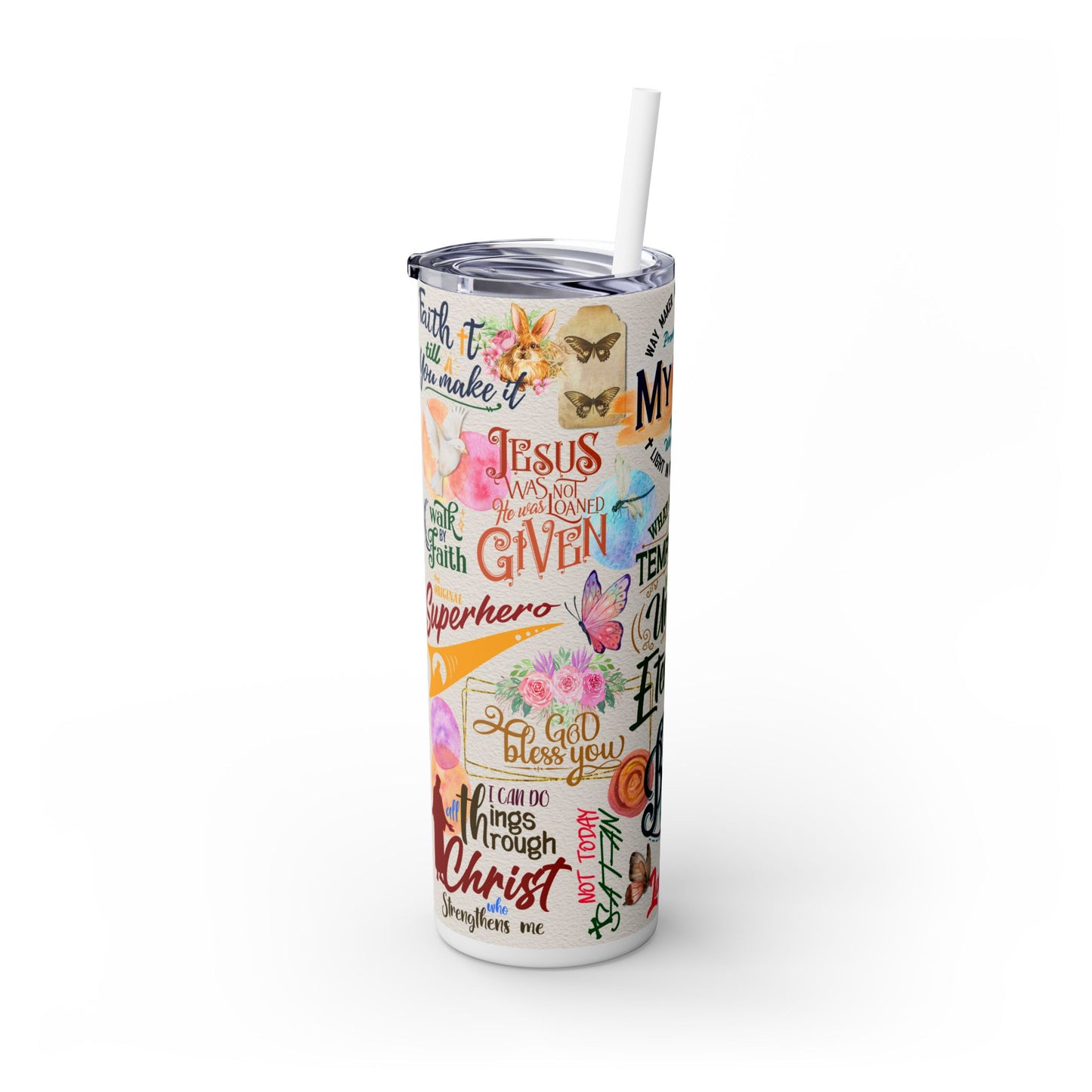 Scripture-Powered Tumbler – Drink in the Word-Skinny Tumbler with Straw - 20oz
