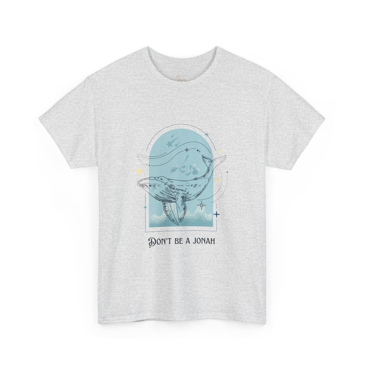 Whale Illustration Unisex Heavy Cotton Tee - "Don't Be A Jonah"