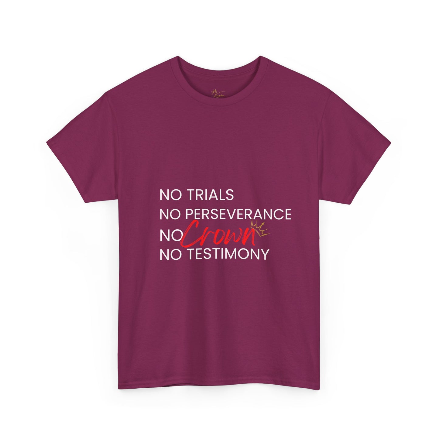 No Trials, No Perseverance, No Crown, No Testimony - Unisex Heavy Cotton Tee