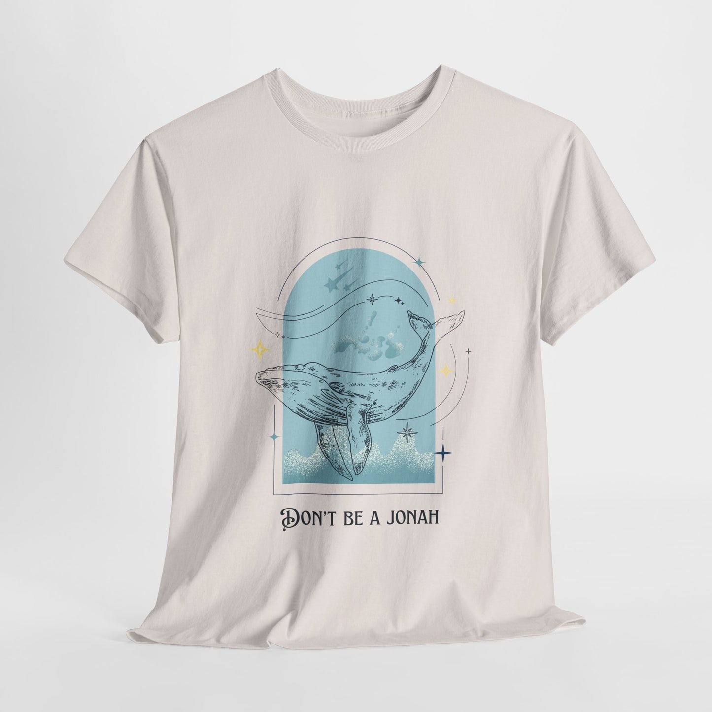 Whale Illustration Unisex Heavy Cotton Tee - "Don't Be A Jonah"