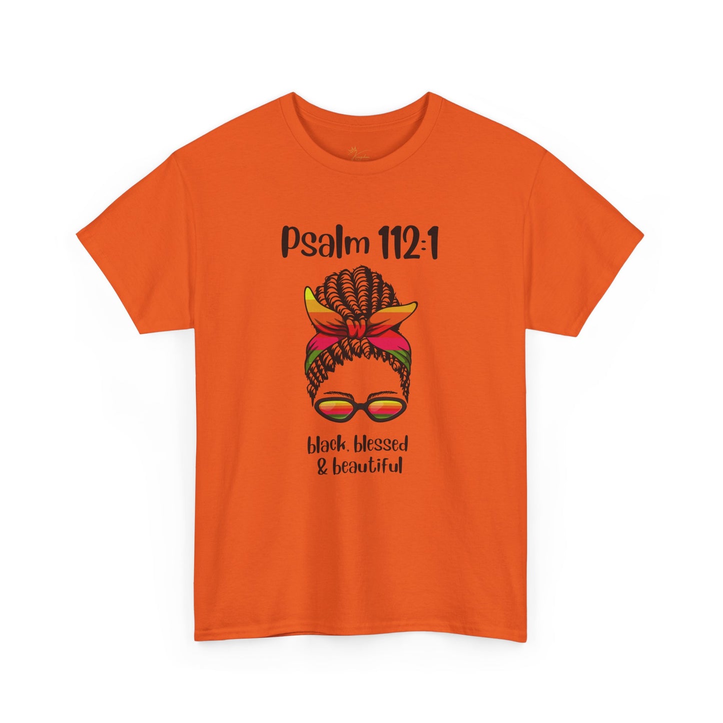 Unisex Heavy Cotton Tee - Psalm 112:1 - Black, Blessed & Beautiful