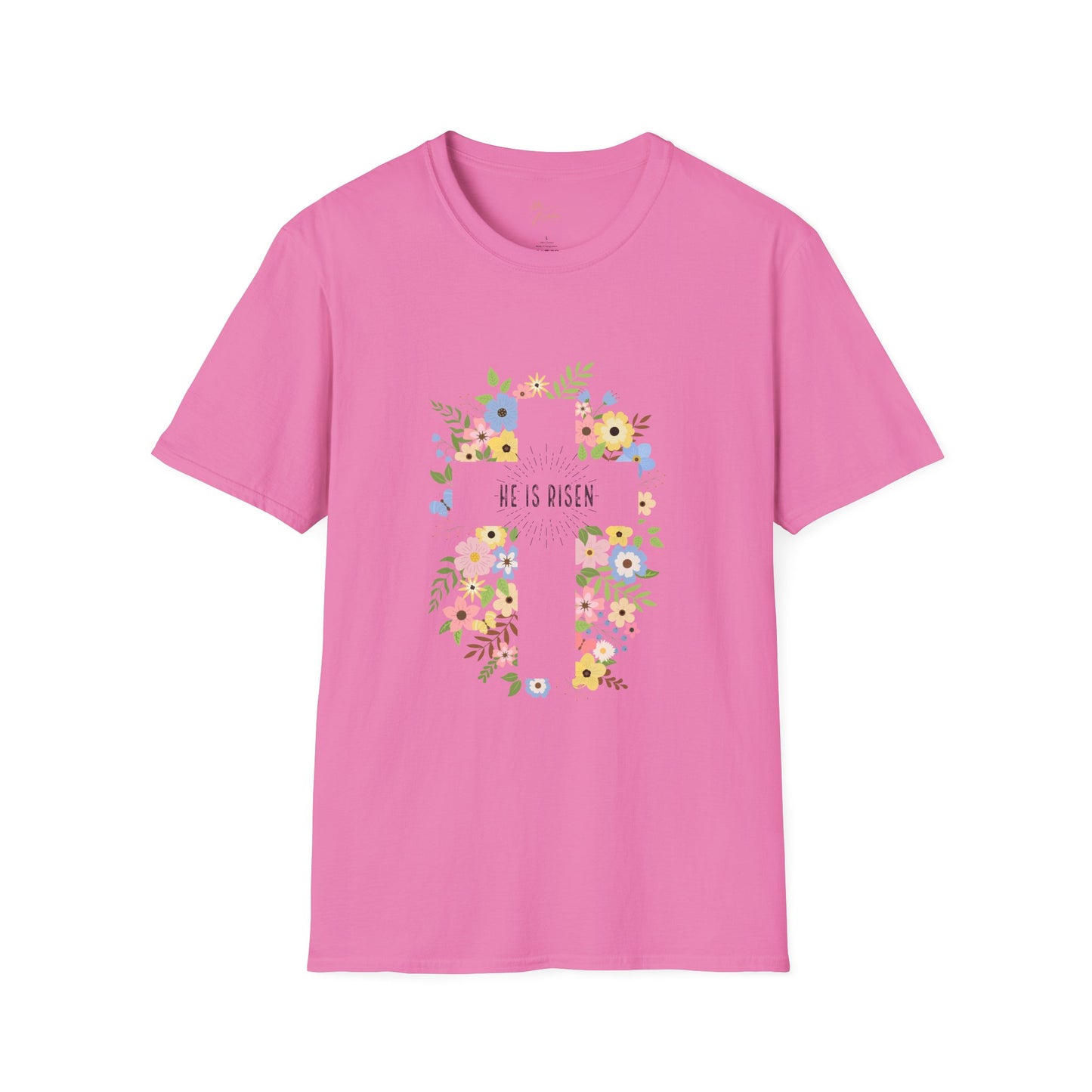 He is Risen Floral Unisex Softstyle T-Shirt | Easter Celebration Tee