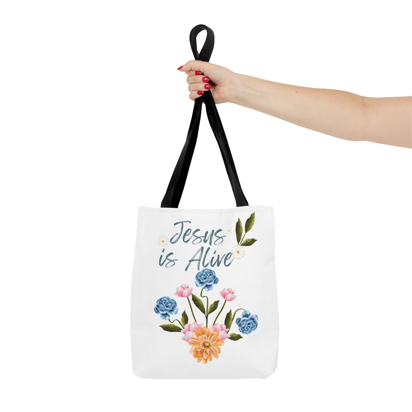 Inspirational Floral Tote Bag - 'Jesus is Alive' - Perfect for Everyday Use and Celebrations