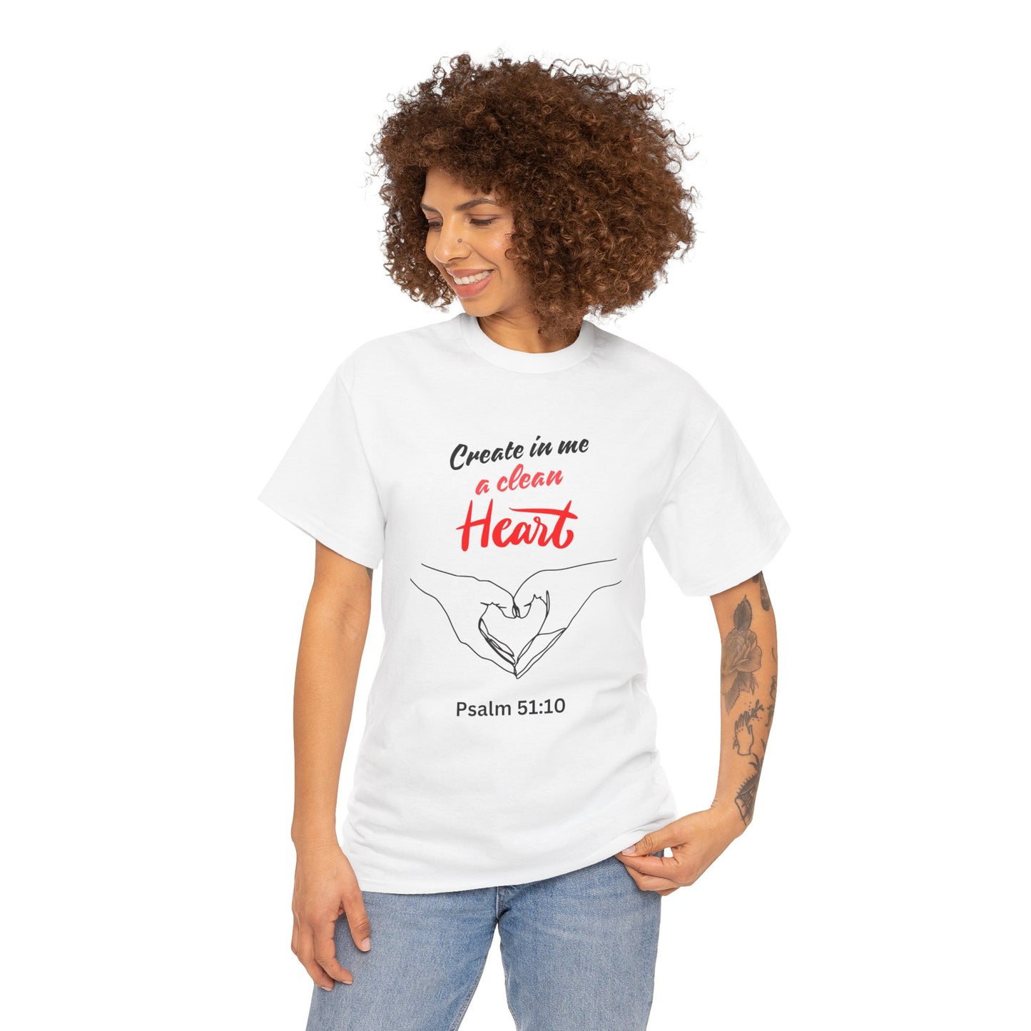 Inspirational Unisex Heavy Cotton Tee - "Create in Me a Clean Heart"