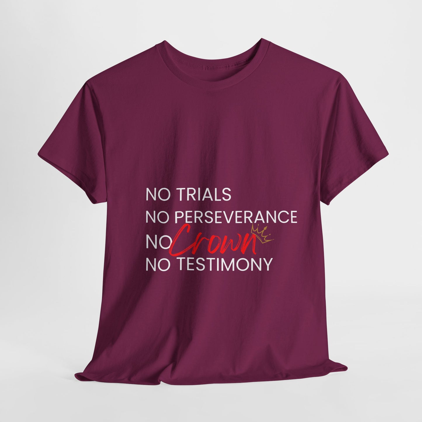 No Trials, No Perseverance, No Crown, No Testimony - Unisex Heavy Cotton Tee