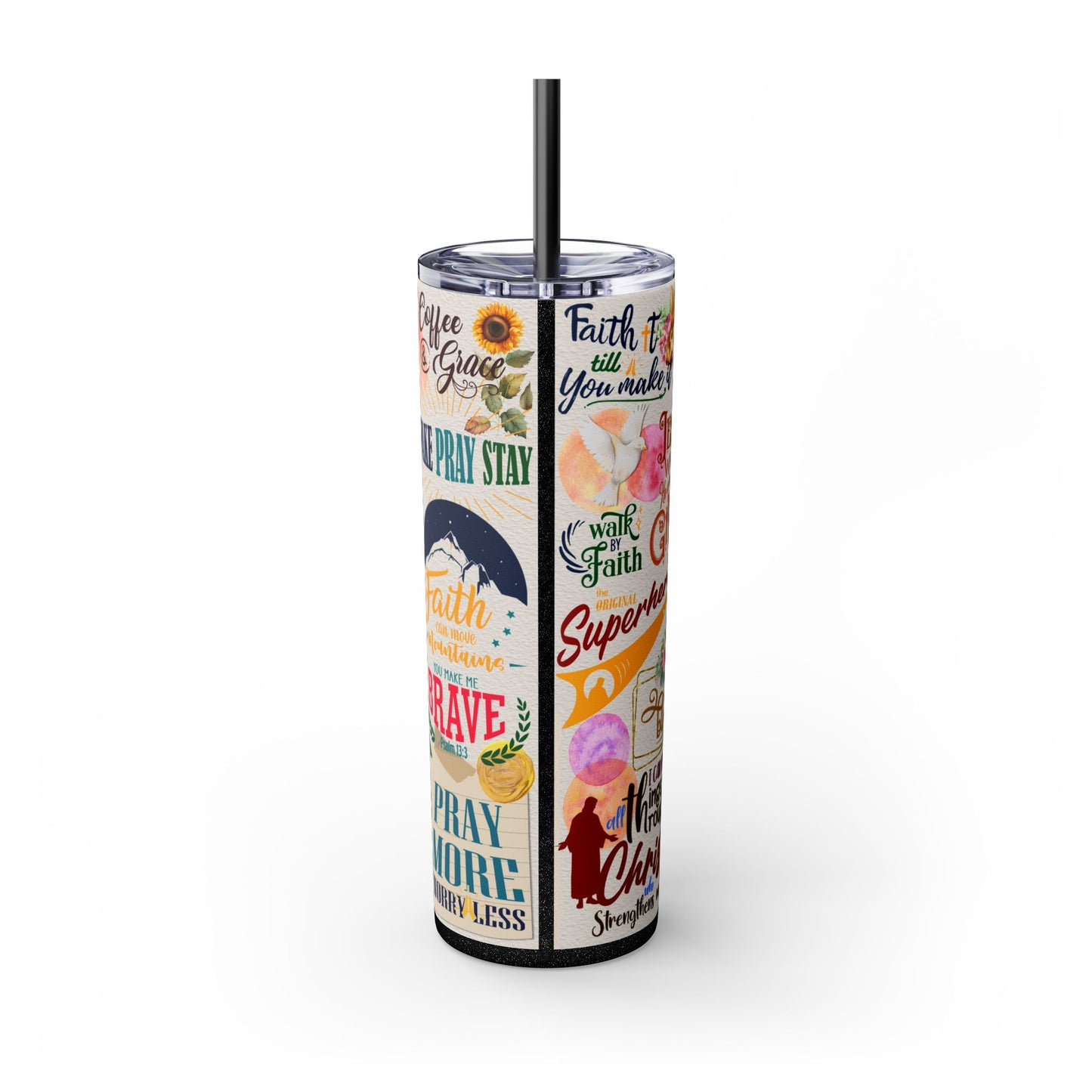 Scripture-Powered Tumbler – Drink in the Word-Skinny Tumbler with Straw - 20oz