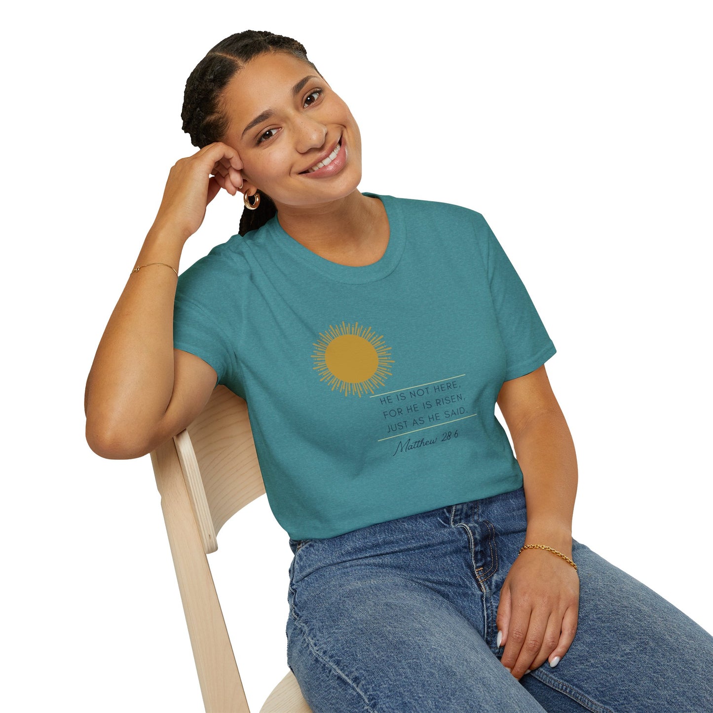 Inspirational Unisex Softstyle T-Shirt - 'He Is Not Here, For He Is Risen'