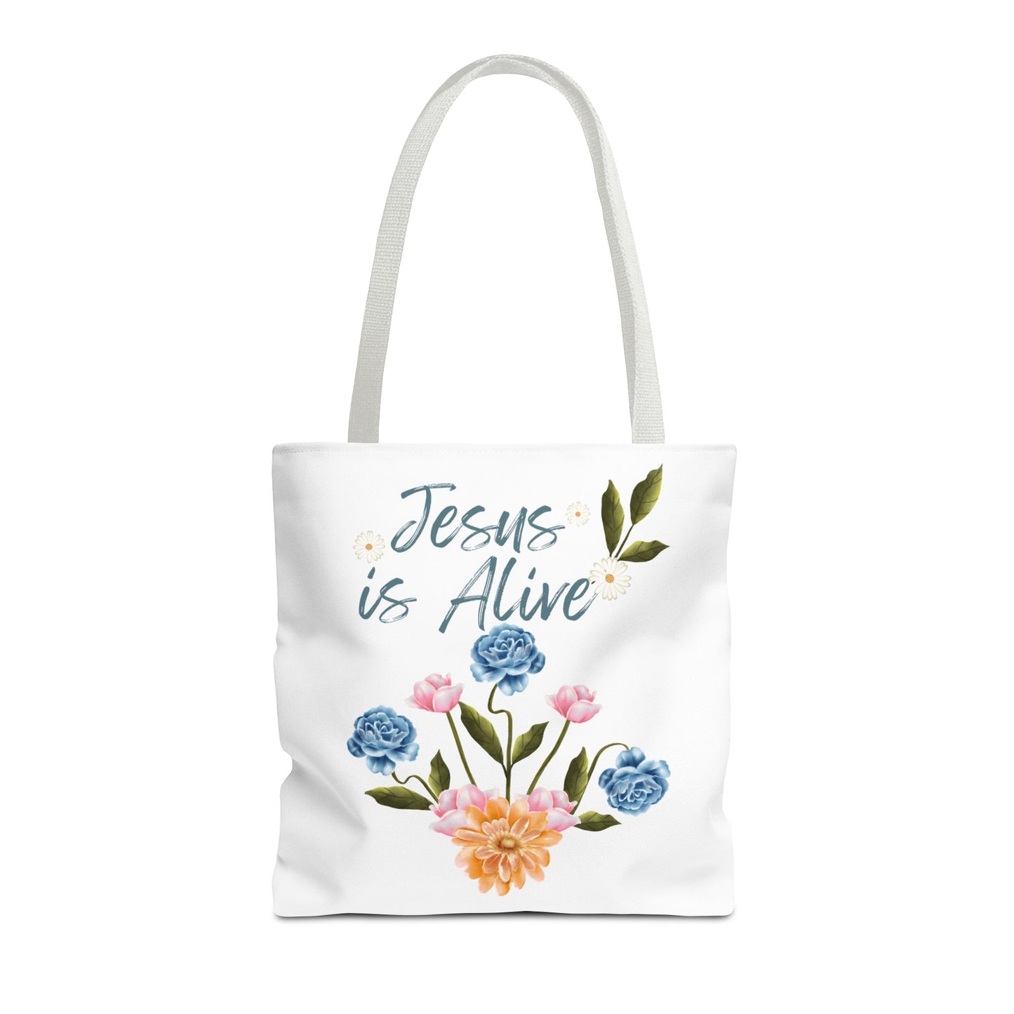 Inspirational Floral Tote Bag - 'Jesus is Alive' - Perfect for Everyday Use and Celebrations