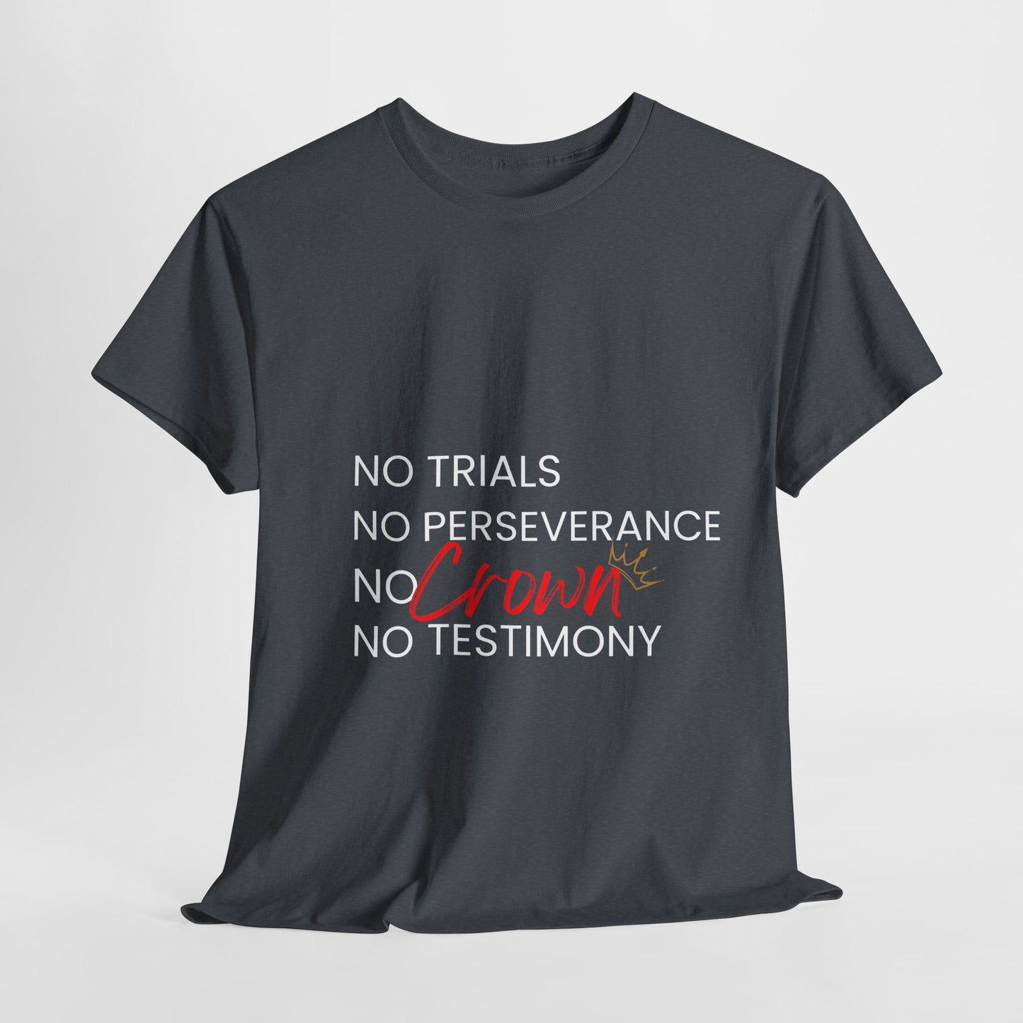 No Trials, No Perseverance, No Crown, No Testimony - Unisex Heavy Cotton Tee