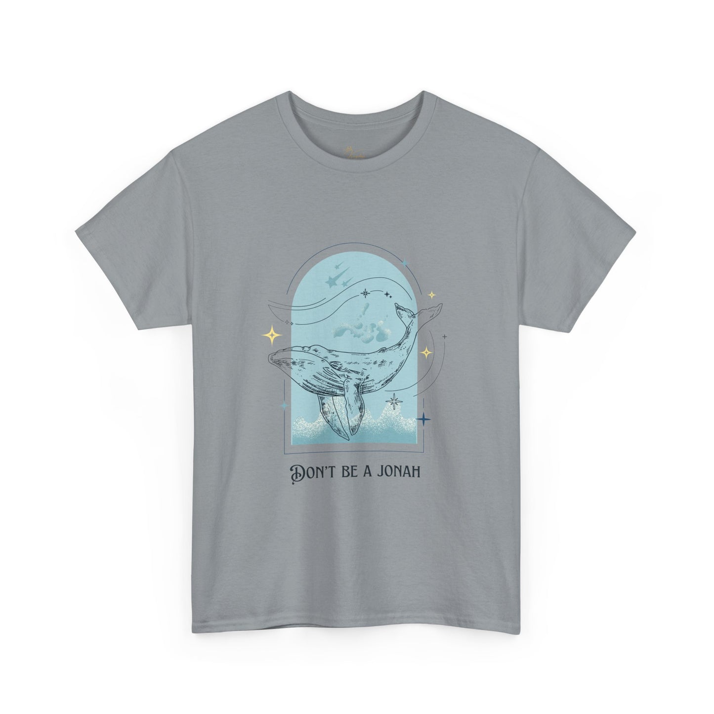 Whale Illustration Unisex Heavy Cotton Tee - "Don't Be A Jonah"