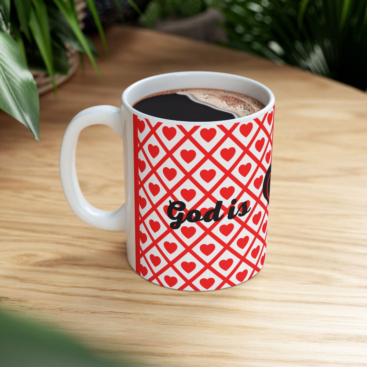 God is Love - Ceramic Mug with Heart Design - (11oz, 15oz)