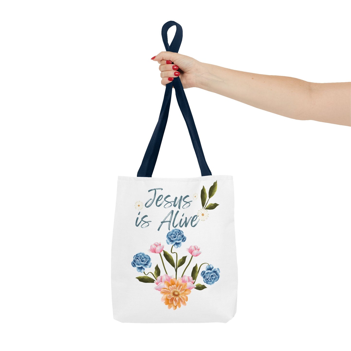 Inspirational Floral Tote Bag - 'Jesus is Alive' - Perfect for Everyday Use and Celebrations