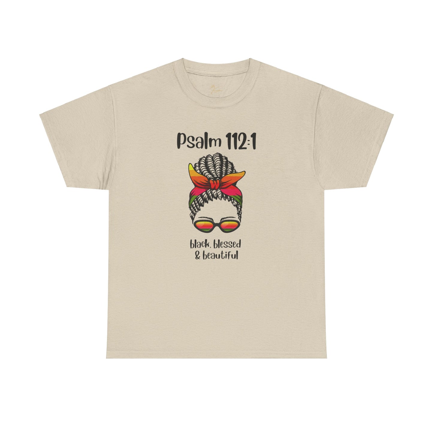 Unisex Heavy Cotton Tee - Psalm 112:1 - Black, Blessed & Beautiful