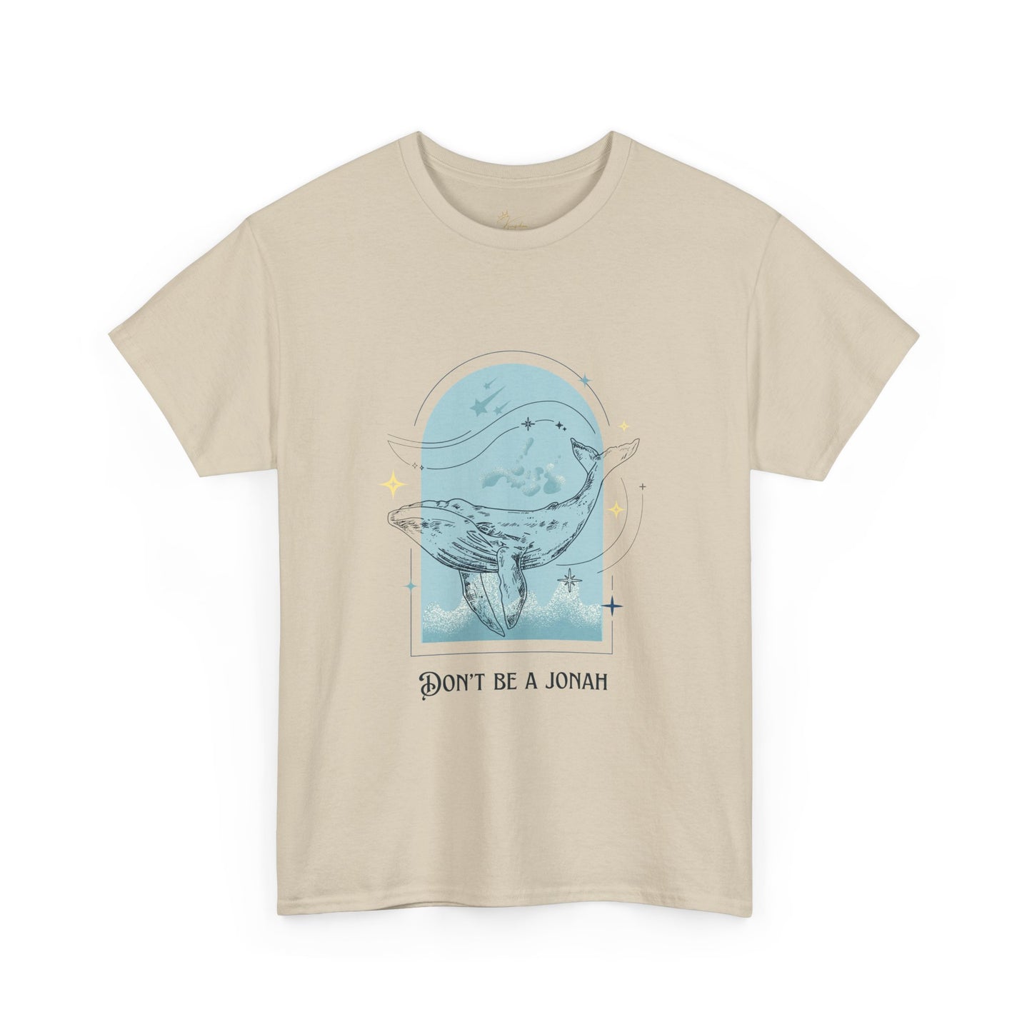 Whale Illustration Unisex Heavy Cotton Tee - "Don't Be A Jonah"